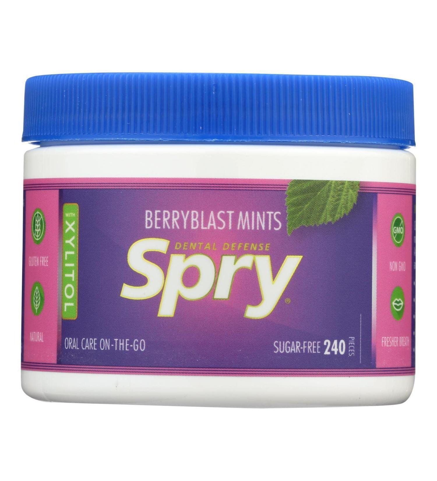 Spry Xylitol Berry Blast Mints Sugar Free Candy - Breath Mints That Promote Oral Health Dry Mouth Mints That Increase Saliva Production Stop Bad Breath 240 Count (Pack of 1)