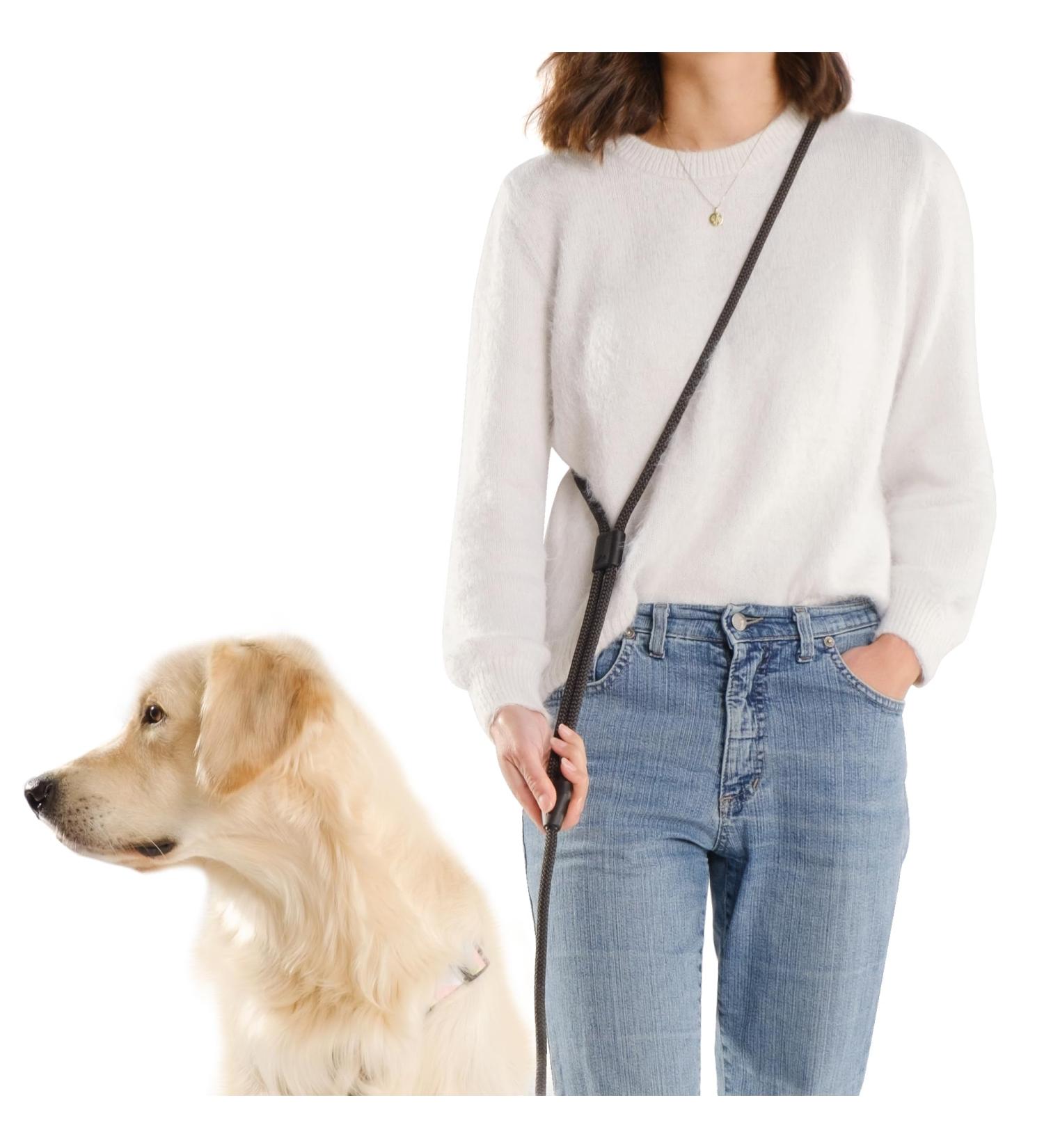 Hands-Free Dog Leash - 2m Adjustable Belly Belt 3-in-1 Running & Training Leash for Large & Small Dogs - Rope Leash in Black - Buy Online on SooperMarket.com