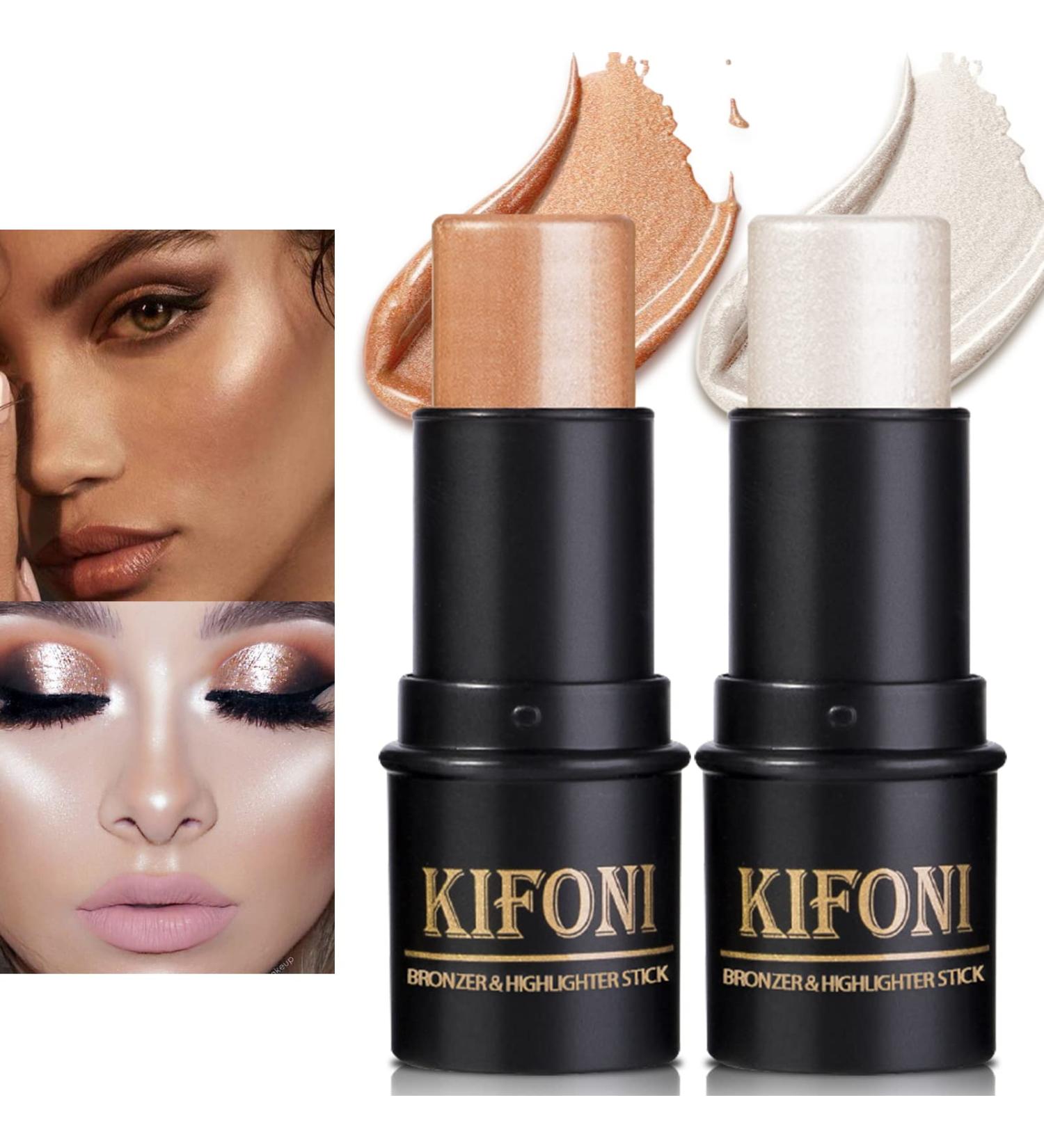 LSxia 2Pcs Highlighter & Contour Stick Makeup Kit - Water-proof, Long Lasting Illuminator & Bronzer Stick for Face Contouring - Buy Online on SooperMarket.com
