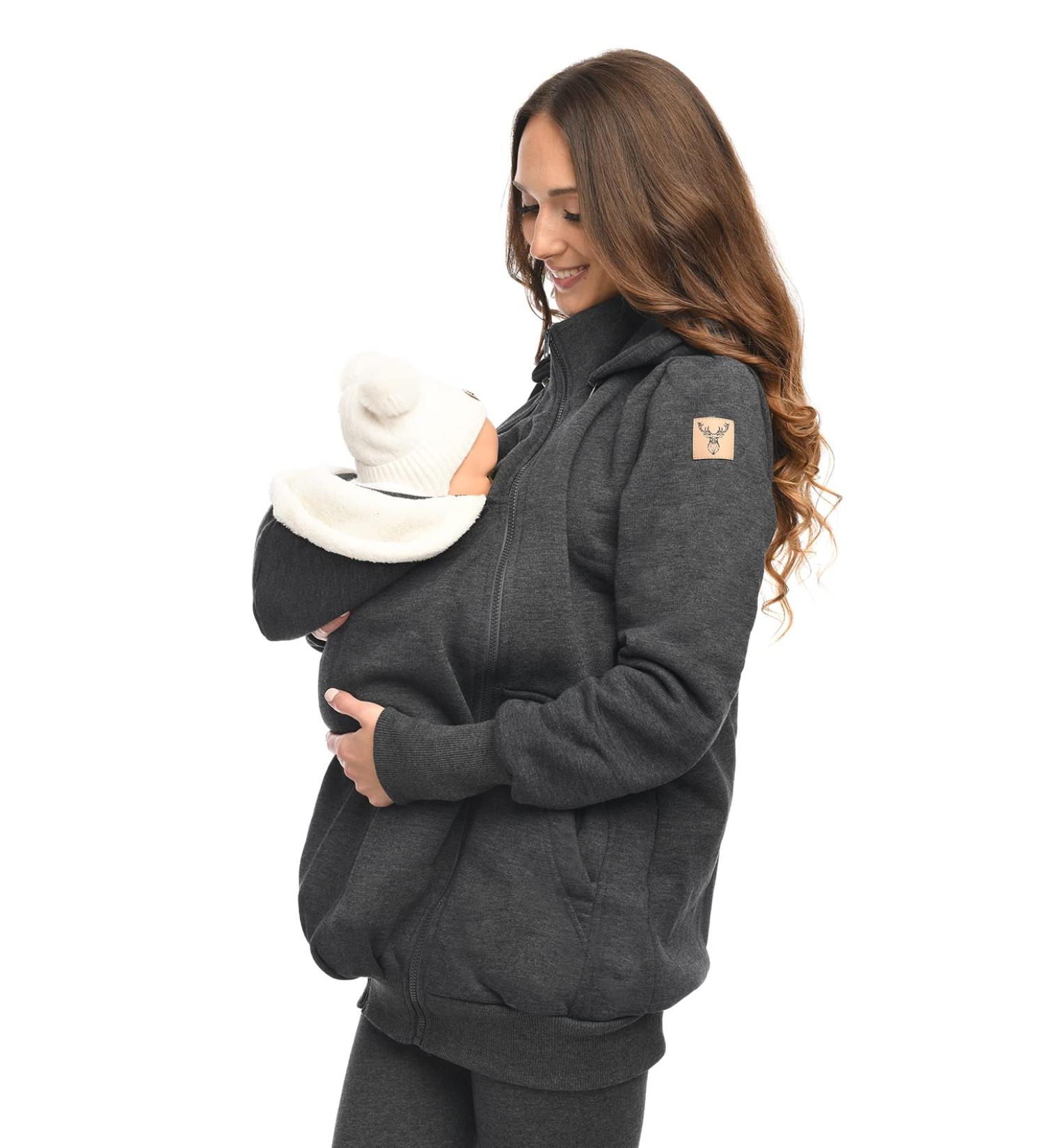 MijaCulture 3-in-1 Maternity Jumper for Baby Carrier Kangaroo Jacket - Gray XXL - Buy Online on SooperMarket.com