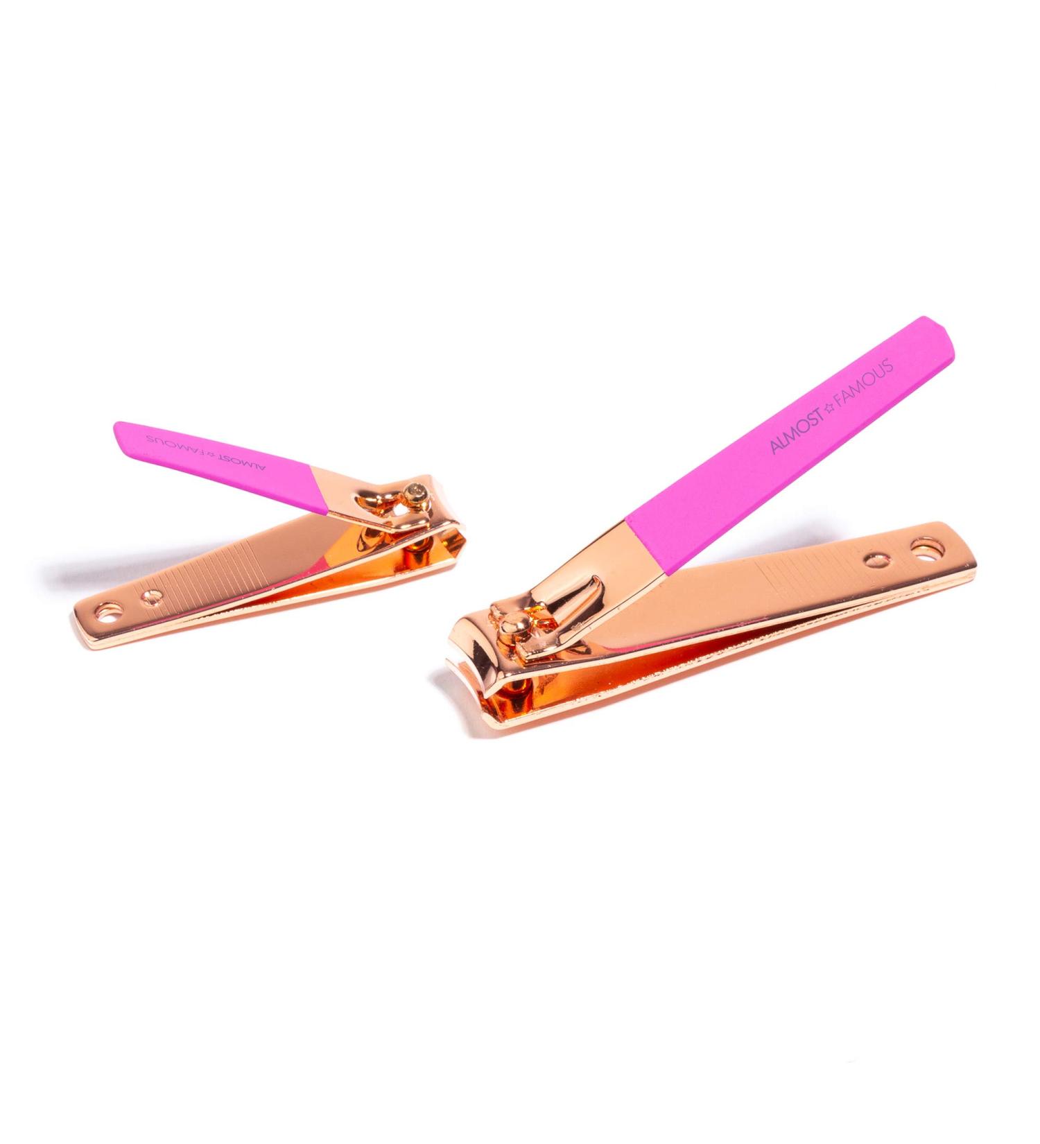 Almost Famous Beauty Ergonomic Non-Slip Soft-Touch Curved Nail Clippers Set - Pink (Pack of 2) Rose Gold / Pink - Buy Online on SooperMarket.com