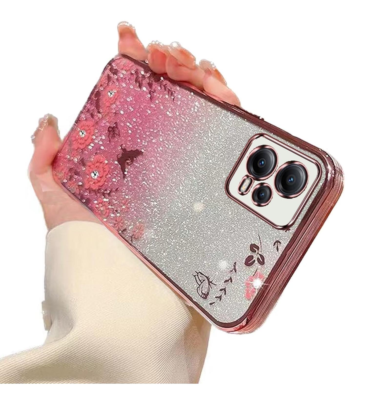Tivenfezk Glitter Diamond Case for Xiaomi Redmi Note 12 5G - Sparkle Flower Butterfly Soft Silicone Protective Cover - Buy Online on SooperMarket.com