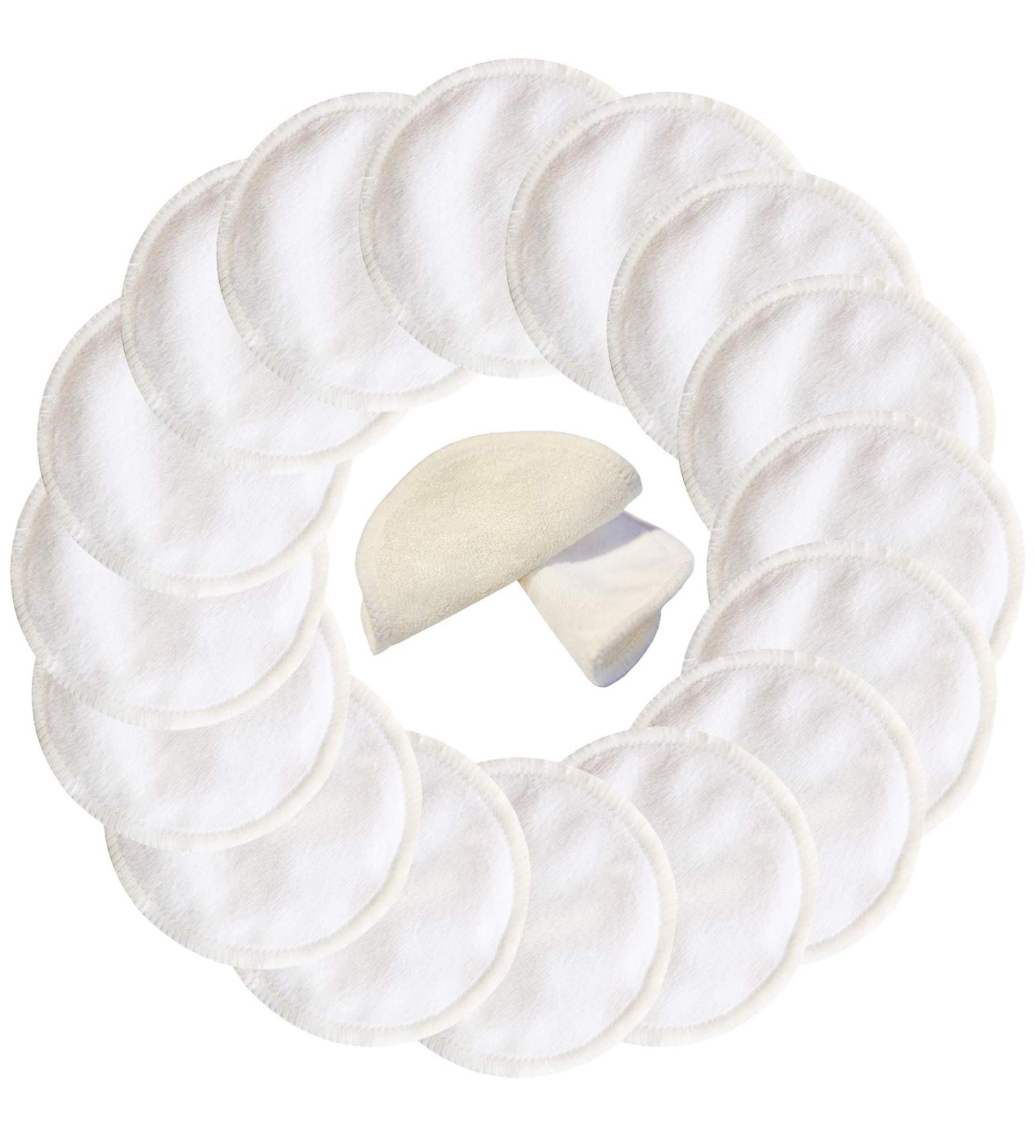 PINOWU 16 Pack Reusable Bamboo Makeup Remover Pads with Laundry Bag - Organic Cotton Rounds for Facial Cleansing - Chemical-Free Bamboo Velour - White - Buy Online on SooperMarket.com