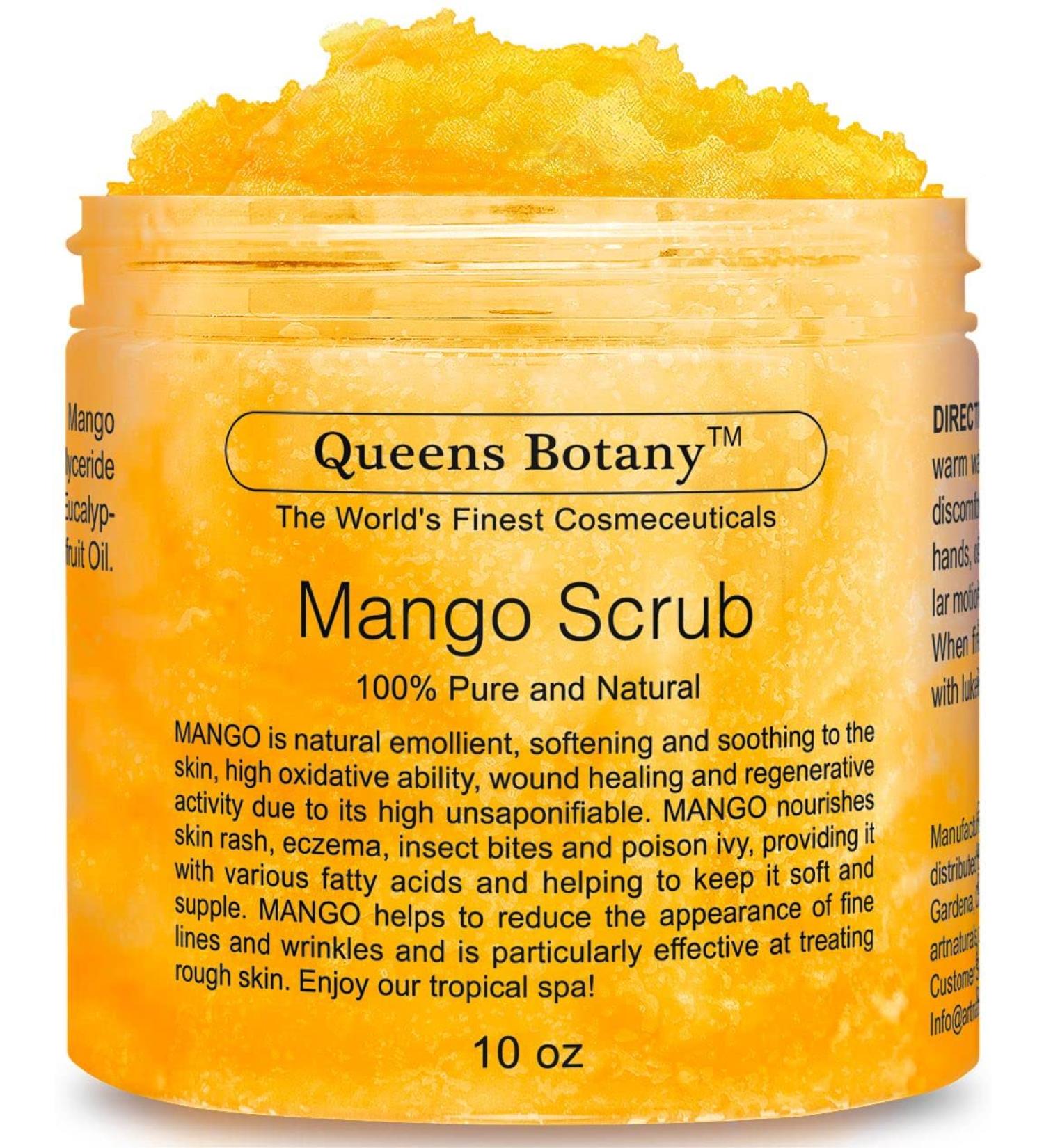 Mango Scrub - Moisturizing Shea Butter, Saffron & Nourishing Body Oils - Exfoliating Salt Scrub For Body & Face -Win Against Aging, Stretch Marks, Cellulite, Acne & Dead Skin Scars- 10 oz