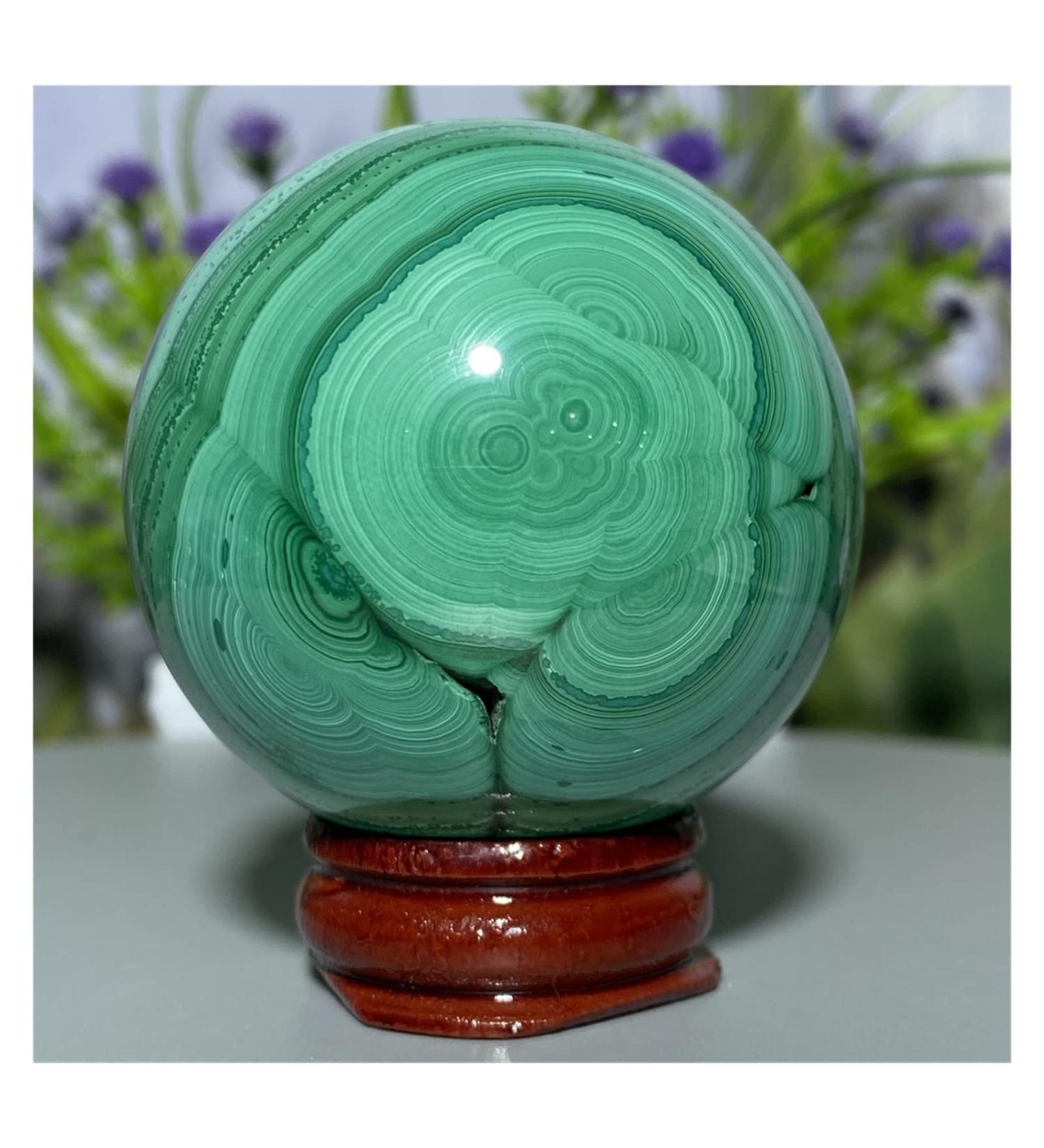 Natural Sphere Green Malachite Crystal Ball Natural Geode Hand Polished Gift Stone Home Decoration 1pc 350-370g - Buy Online on SooperMarket.com