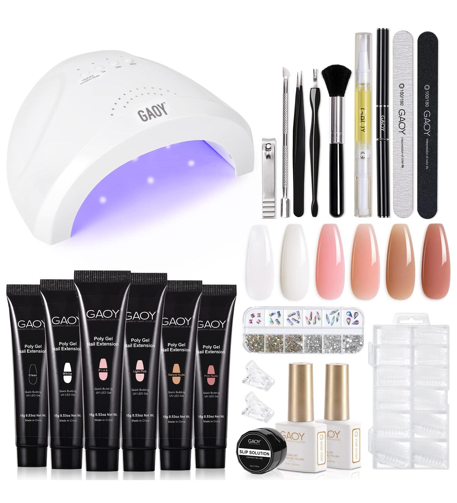 GAOY Poly Gel Nail Kit with Nail Lamp - Builder Gel Extension Kit for DIY Nail Art at Home - Buy Online on SooperMarket.com