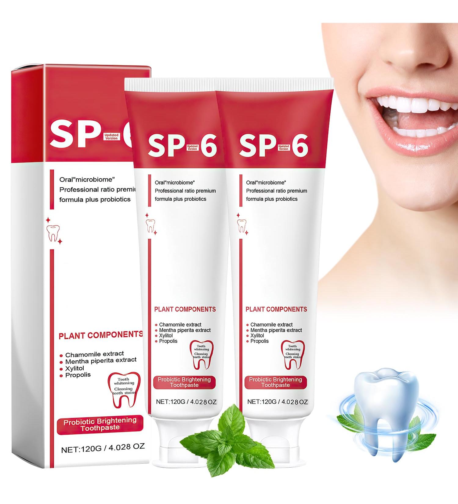 SP-6 Probiotic Whitening Toothpaste - Ultra Whitening & Deep Cleaning - Brighten Your Smile - Buy Online on SooperMarket.com
