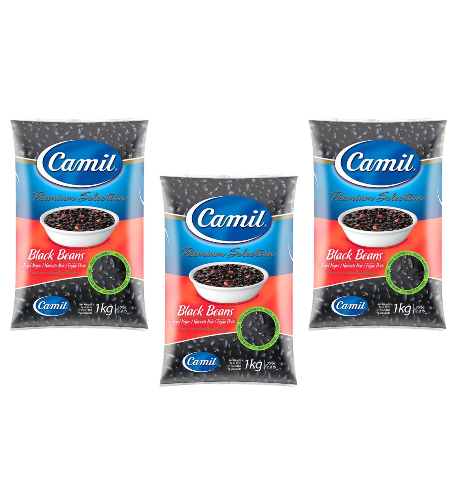 3 x Camil Brazilian Black Beans 1Kg | Premium Selection | Feij o Preto Bean Hariot Noir | GMO Free | Natural | Vegan | High Fibre & Protein - Buy Online on SooperMarket.com