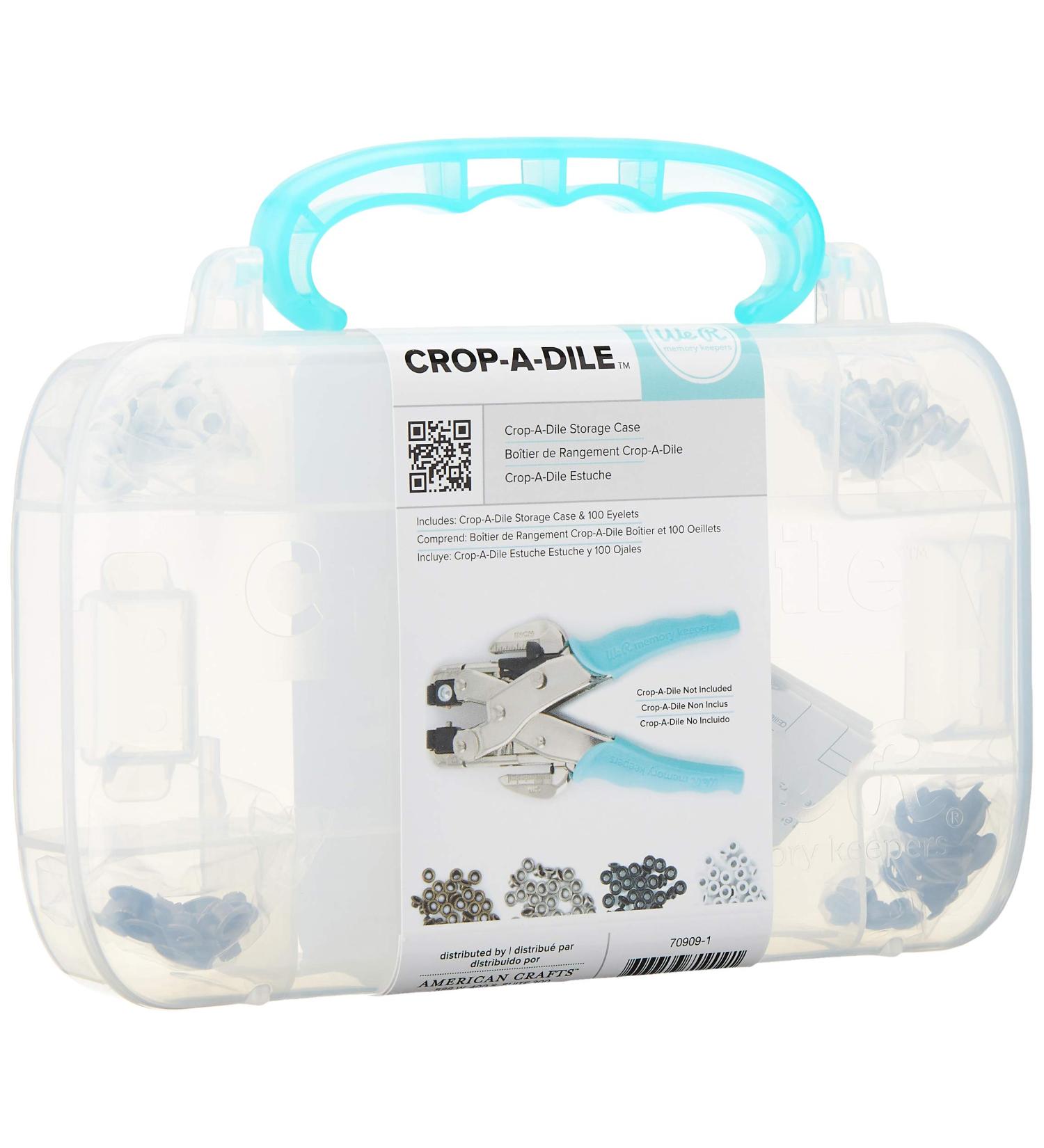 Crop-A-Dile Carrying Case by We R Memory Keepers | Includes heavy-duty-plastic carrying case with teal handle and 100 eyelets in assorted colors - Buy Online on SooperMarket.com