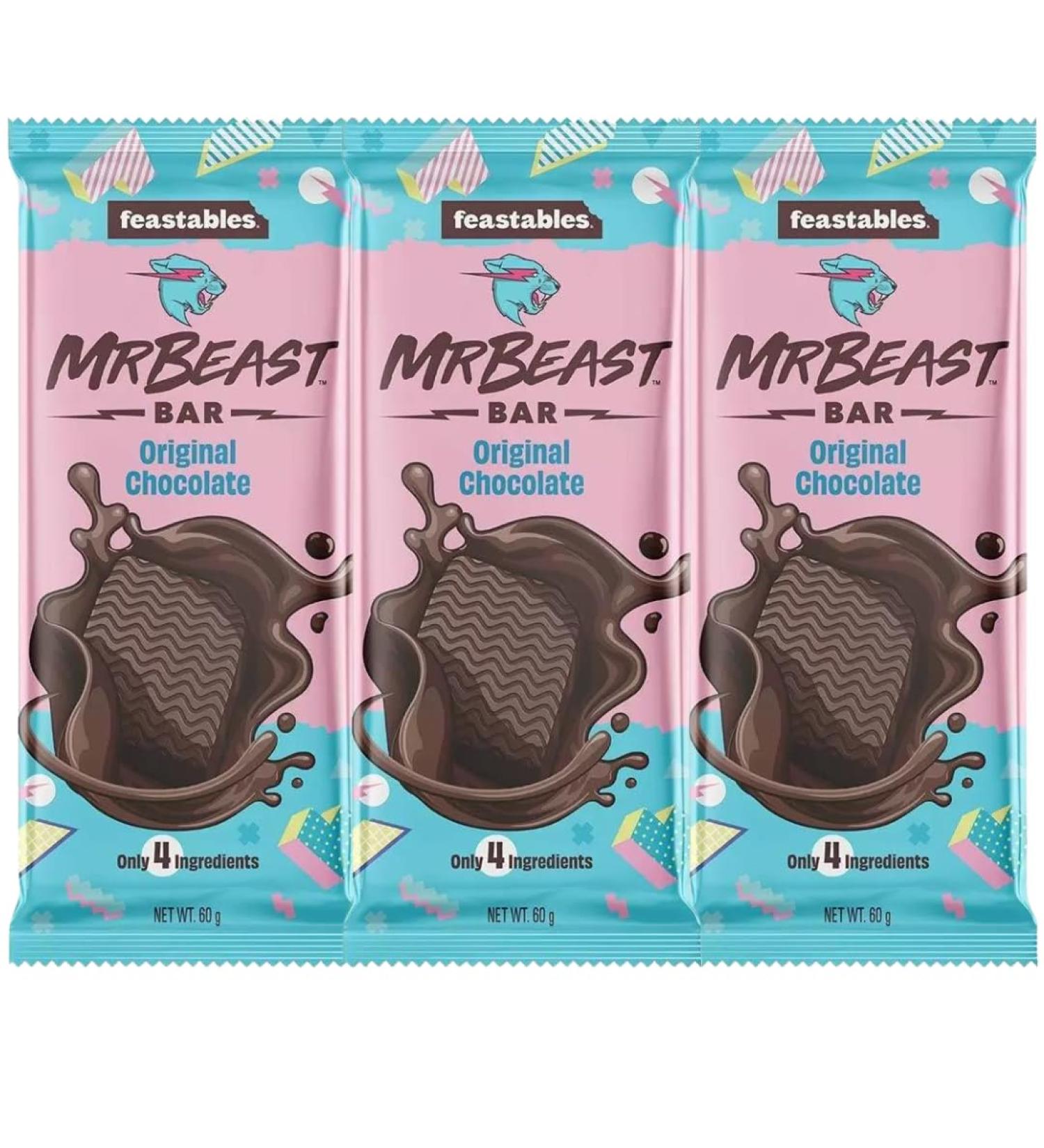 Chocolates Bundle With Feastables Original Chocolate Bar 60g (3 Pack)