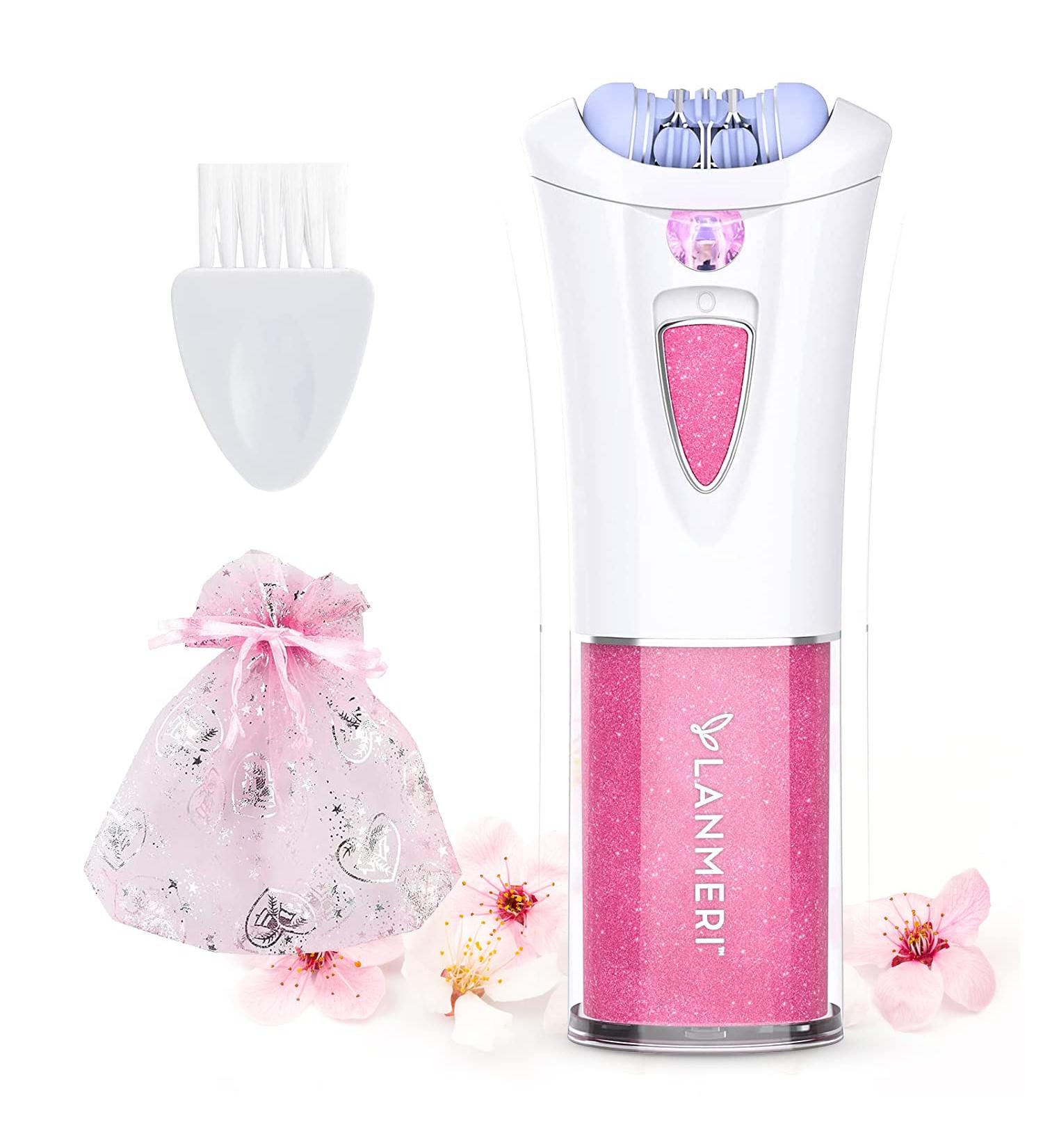 Lanmeri Smooth Glide Epilator for Women - Electric Hair Removal Device with LED - For Face, Body, Arms, Legs, Underarms, Bikini Area - Pink - Buy Online on SooperMarket.com