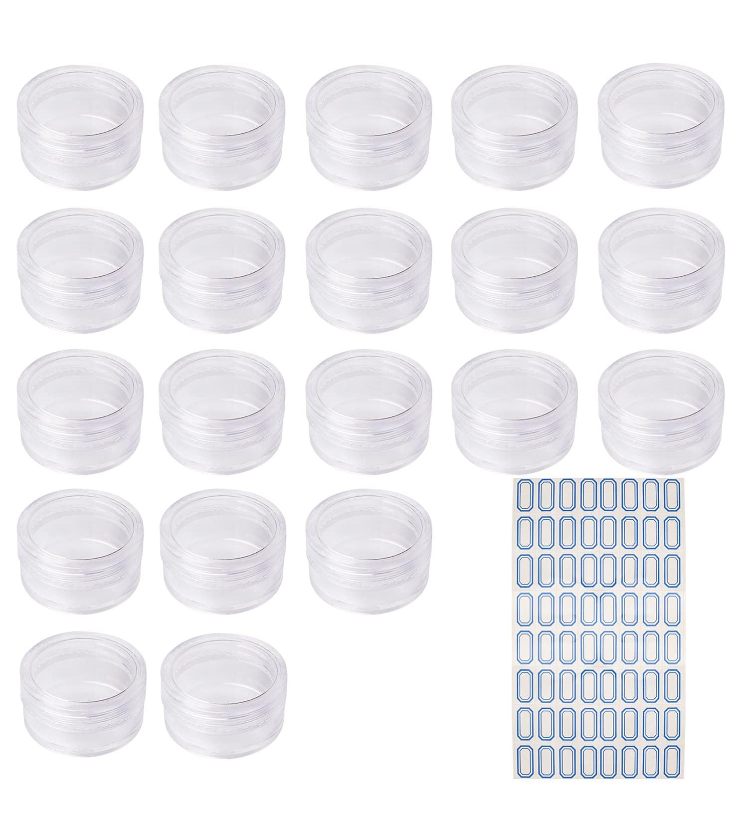20-Piece Cosmetic Sample Set | 5g Round Plastic Jars with Screw Cap & Stickers - Ideal for Travel & Storage - Buy Online on SooperMarket.com