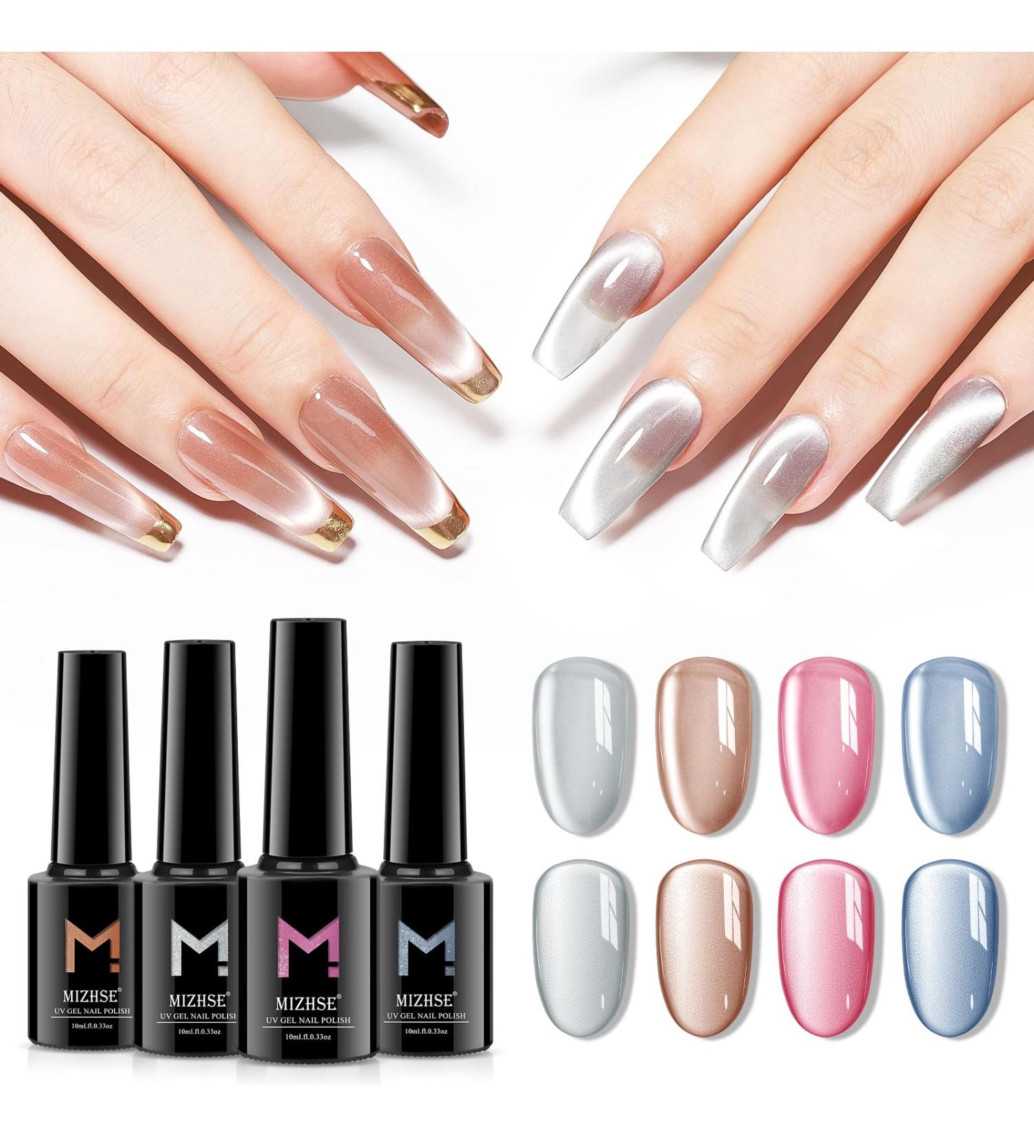 MIZHSE Moonlight Cat Eye Gel Polish 10ml - Magnetic Shimmer Crystal Gel Silver Blue Aurora Manicure Set for DIY Nail Art - Best for Home Salon - Buy Online on SooperMarket.com