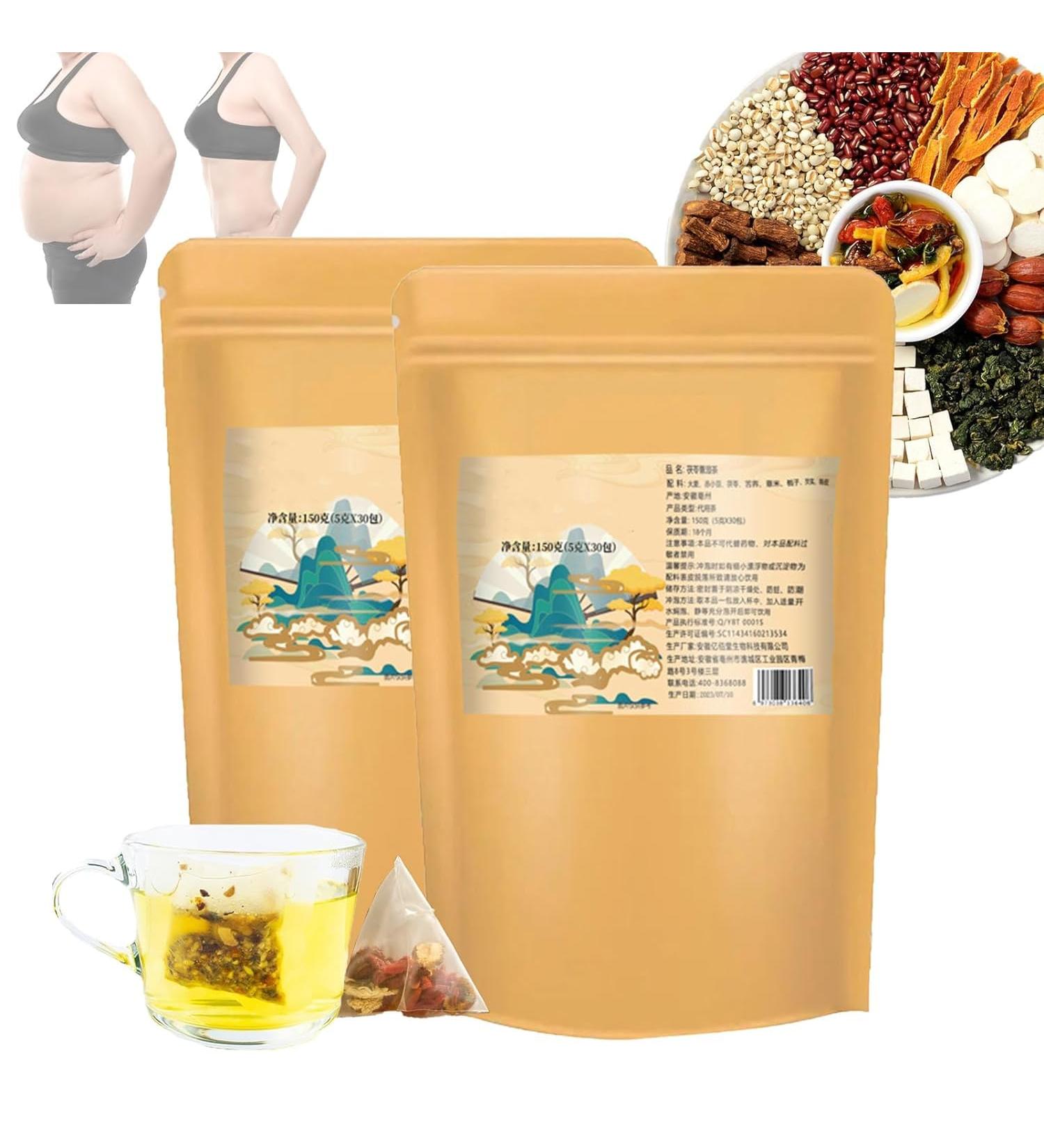 Poria And Coix Seed Tea For Dampness Elimination 30Bags/1Box Fu Ling Yi Wet Tea Lemon Hawthorn Lotus Leaf Tea Dampness Clearing Herbal Tea Poria Cocos Dehumidification Tea (2Box) - Buy Online on SooperMarket.com