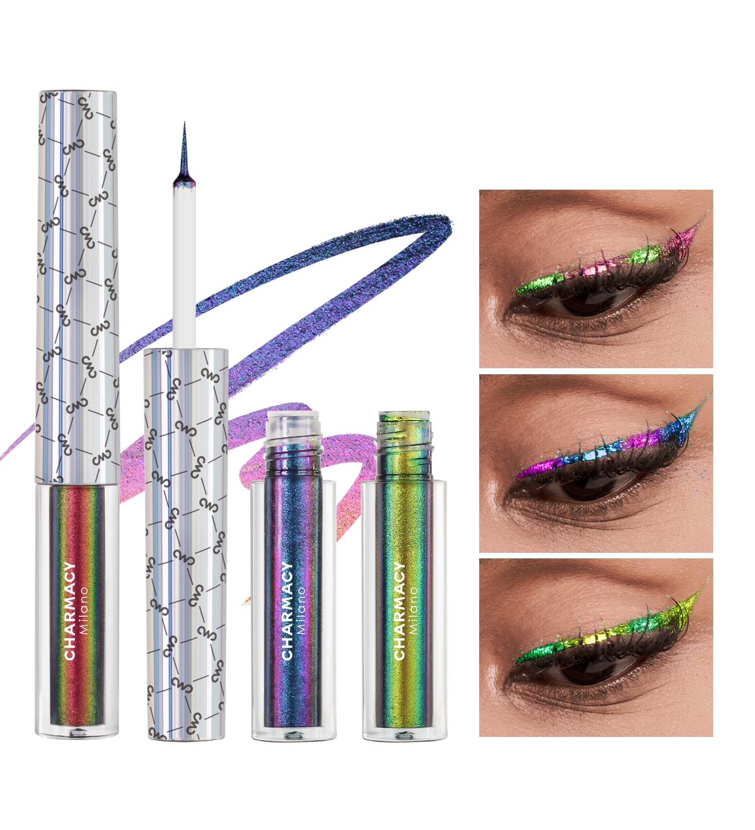 CHARMACY Chameleon Liquid Glitter Eyeliner Set - Waterproof, Highly Pigmented Metallic Colors, Ultra-Fine Tip, Longwearing & Smudge-proof - Buy Online on SooperMarket.com