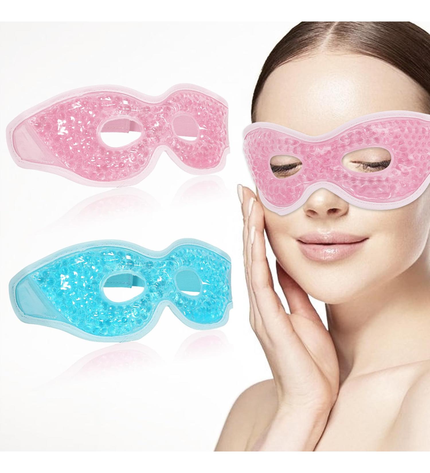 MIVORA Cooling Gel Mask for Puffy Eyes Reusable Hot Cold Therapy for Migraine Headache Dark Circles Dry/Swollen Eyes Sinus Pain Light Blue (blue+pink) - Buy Online on SooperMarket.com