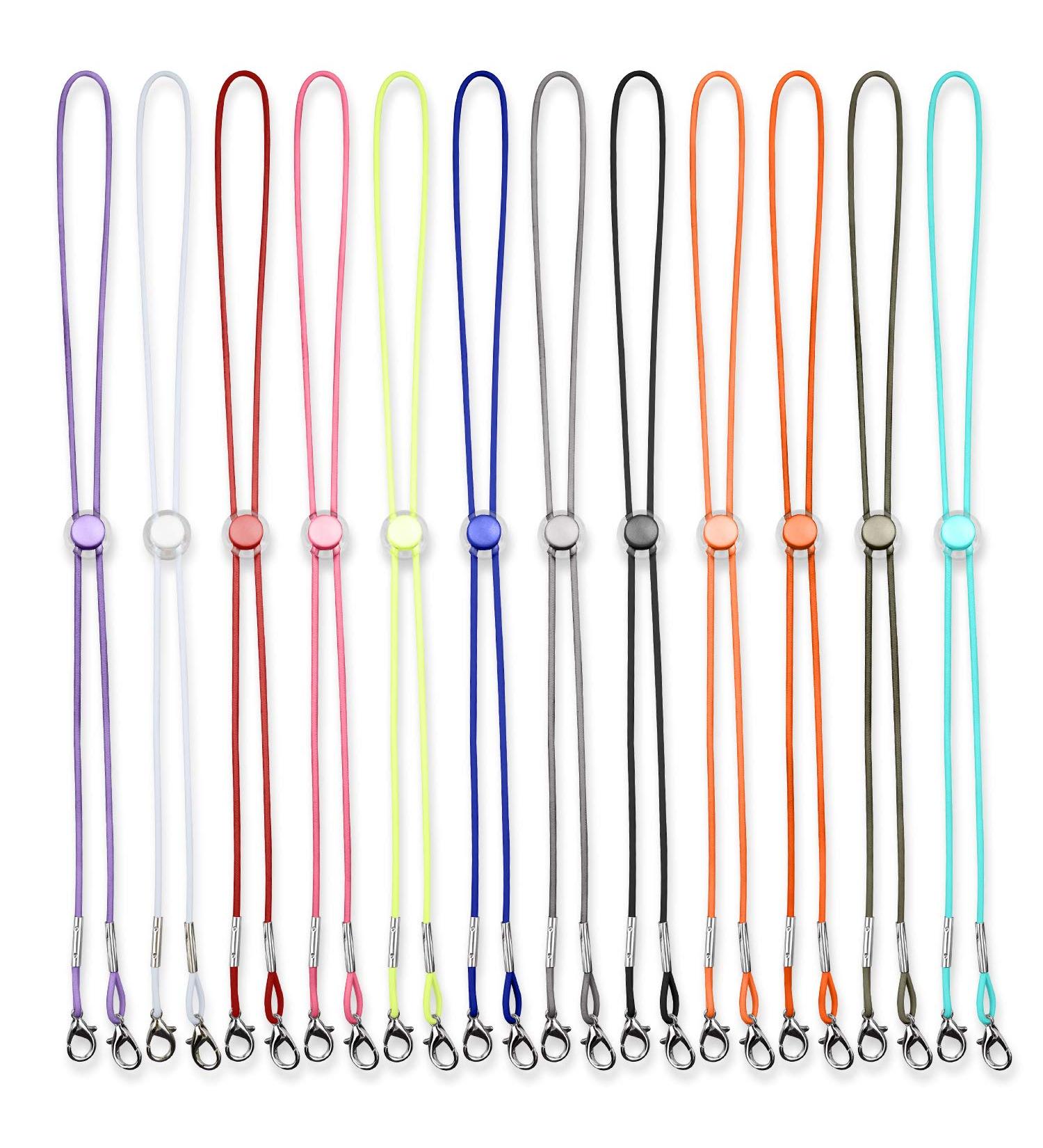 12-Color Pack Unisex Adjustable Length Face Mask Elastic Lanyard Strap Convenient Neck Cord Slider Retainer Pressure Relief Ear Loop Extender Holder Lobster Claw Clasps Polyester Fabric Adult and Kid - Buy Online on SooperMarket.com
