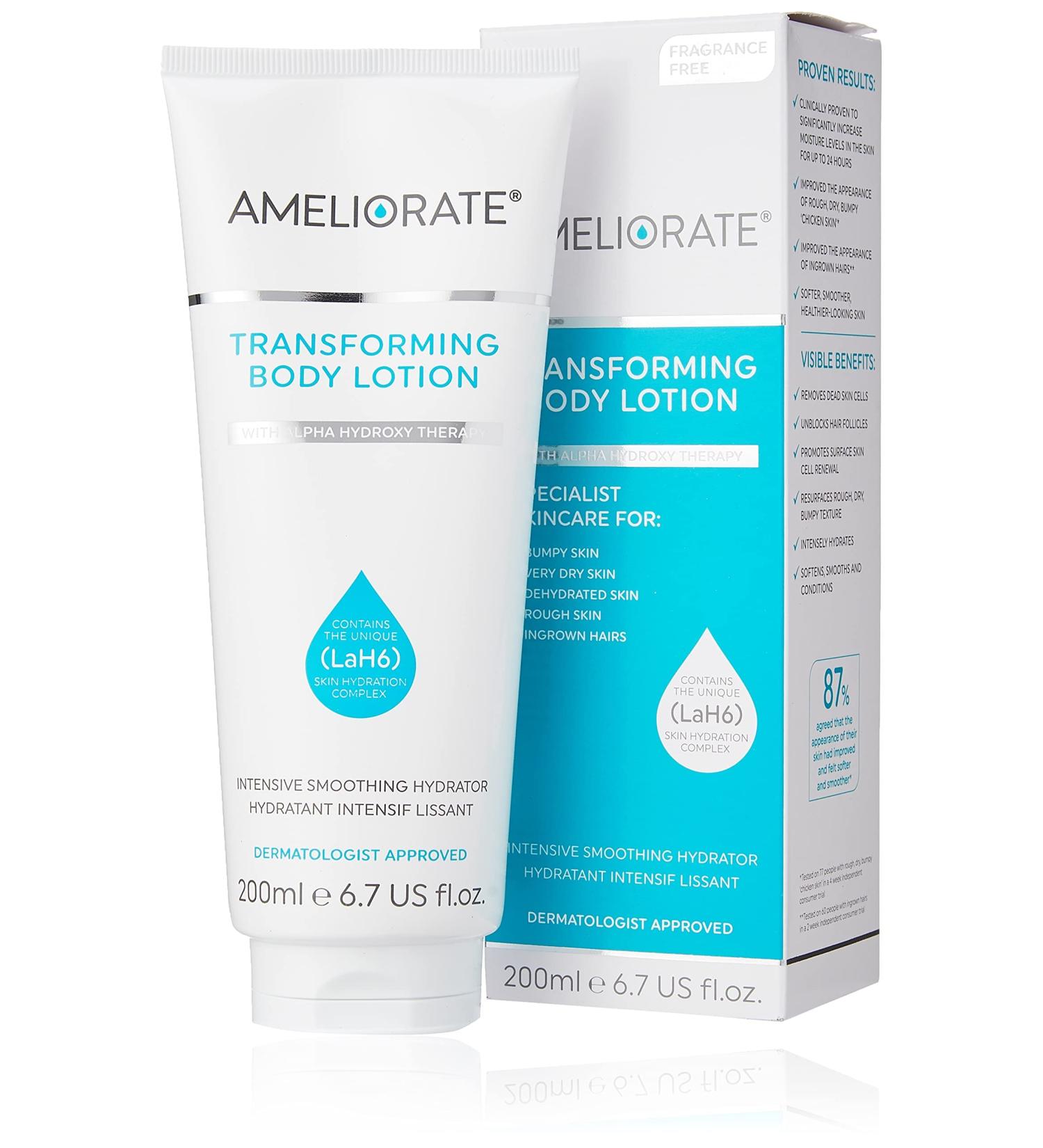 AMELIORATE Transforming Body Lotion Fragrance Free 200ml - Exfoliates and Hydrates for up to 24 Hours - Buy Online on SooperMarket.com