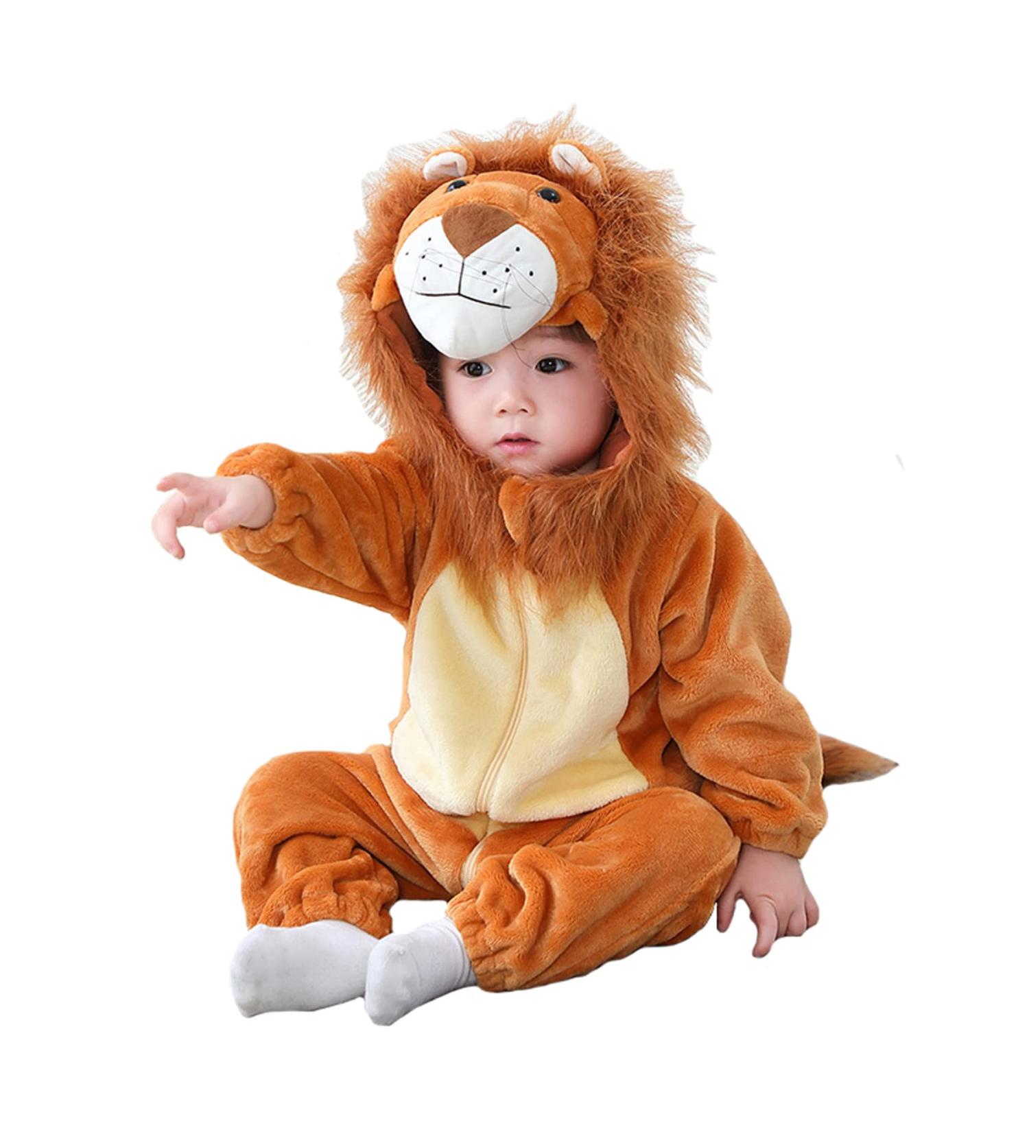 Doladola Unisex Baby Lion Romper | Flannel One Piece Pyjamas 6-12 Months - Buy Online on SooperMarket.com