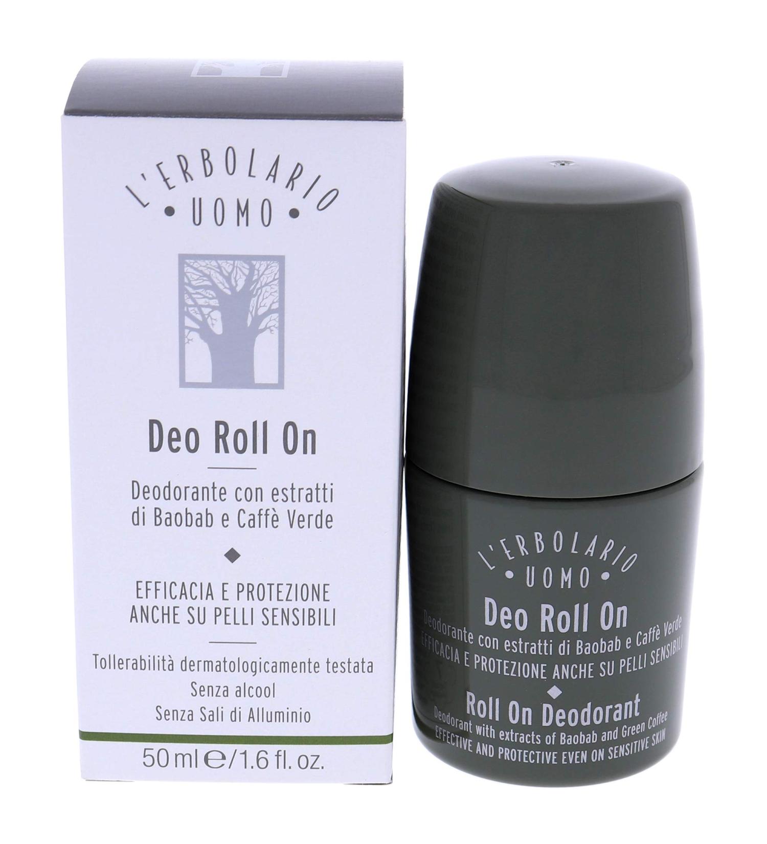 L'Erbolario Baobab And Green Coffee Roll-On Deodorant - Highly Effective Formula - Offers All Day Freshness - Provides Protection And Softens Underarm Skin - Prevents Unpleasant Odors - 1.6 Oz