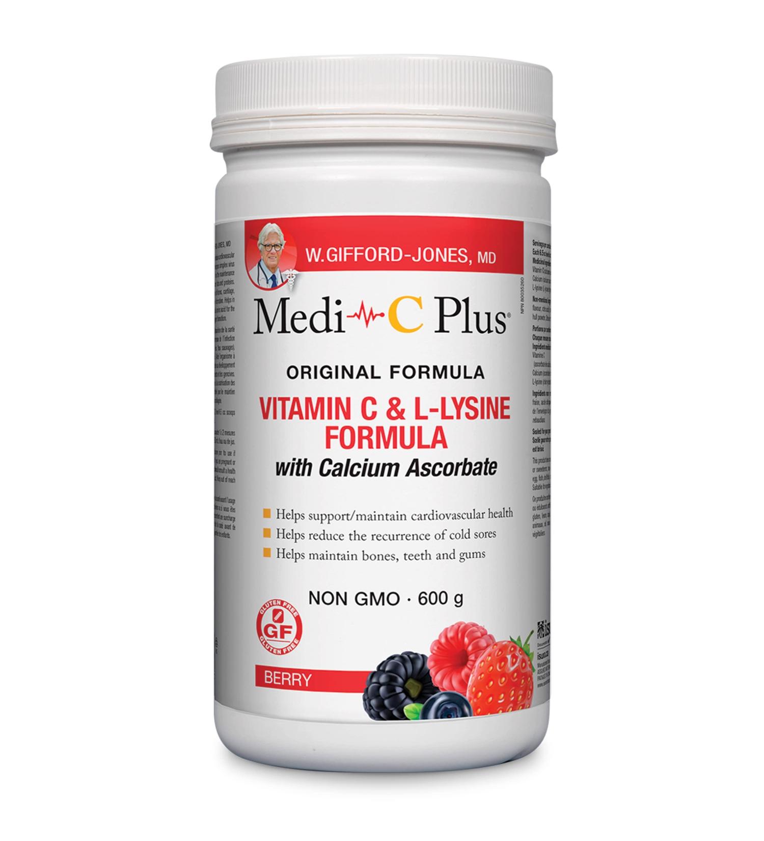 Preferred Nutrition Medi C Plus Lysine Berry with Calcium Powder Vitamin C & L - Lysine Formula - 600g - Buy Online on SooperMarket.com