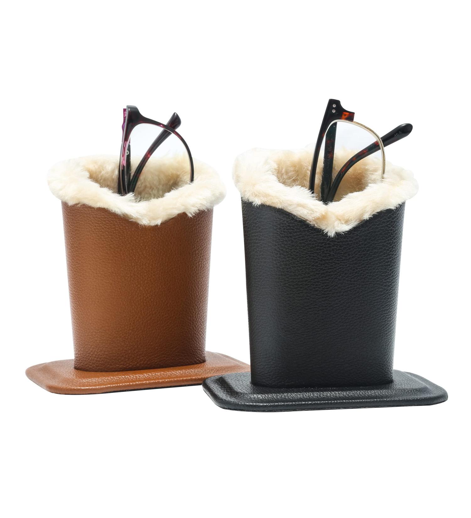 Bivisen Glasses Holder - Modern Velvet Plush Eyeglass Case in Black & Brown | Stylish PU Leather Design for Eye Care - Buy Online on SooperMarket.com
