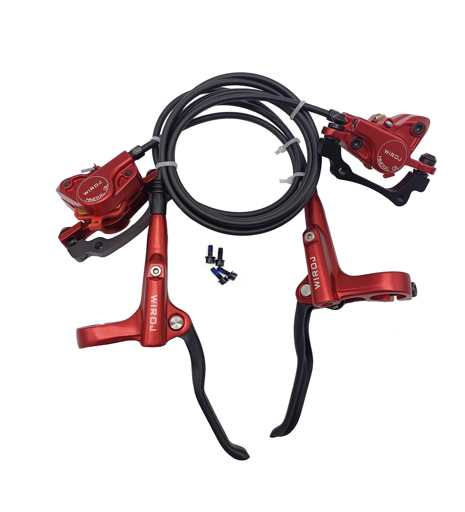 WIROJ Mountain Bike Hydraulic Disc Brake Set - Front & Rear Kit for MTB, e-Bike, Fat Bike - Red - Upgrade from Mechanical Disc Brake - Buy Online on SooperMarket.com
