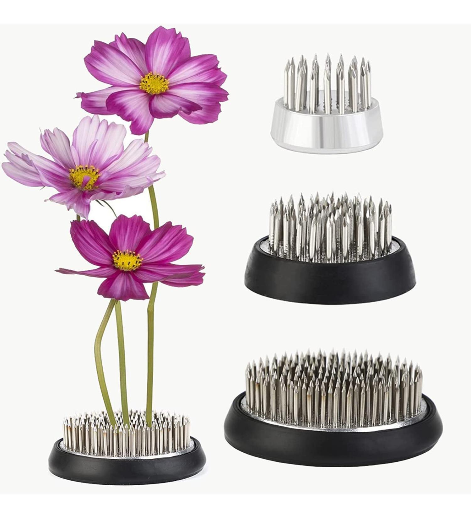 JUSTDOLIFE Stainless Floral Frog Vase - Round Metal Flower Arranger Pin Holder | 3 Pack Silver Flower Frogs for DIY Flower Craft - Buy Online on SooperMarket.com