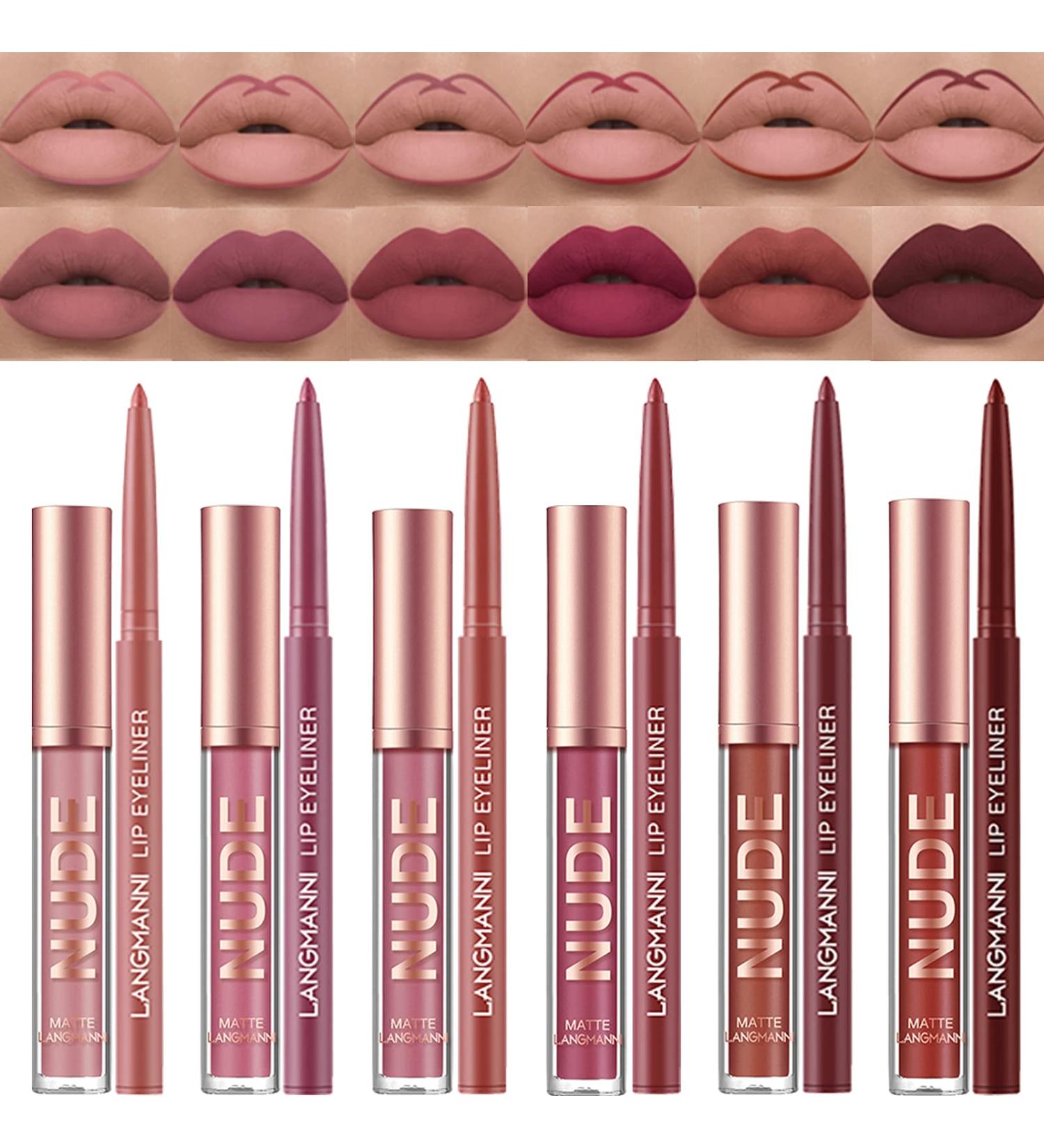 PETANSY Matte Lipstick Set - 6 Nude Liquid Lipsticks with Matching Lip Liners | Waterproof Long Lasting Lip Gloss Gift Set for Women - Buy Online on SooperMarket.com