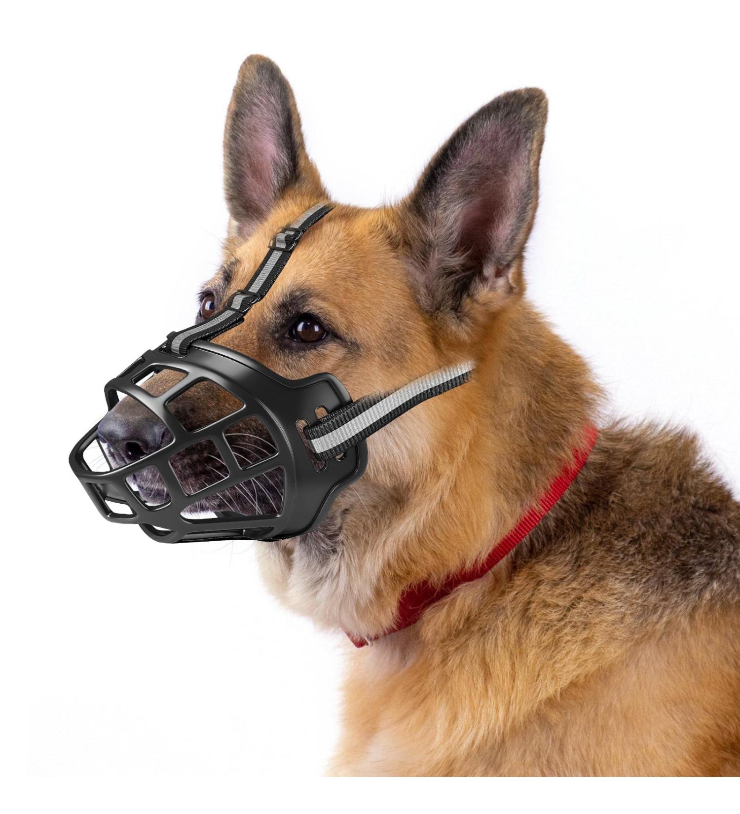 Breathable Basket Muzzle for Large Dogs | Adjustable Dog Muzzle for Barking & Biting Prevention (M: 31-35 cm) - Buy Online on SooperMarket.com
