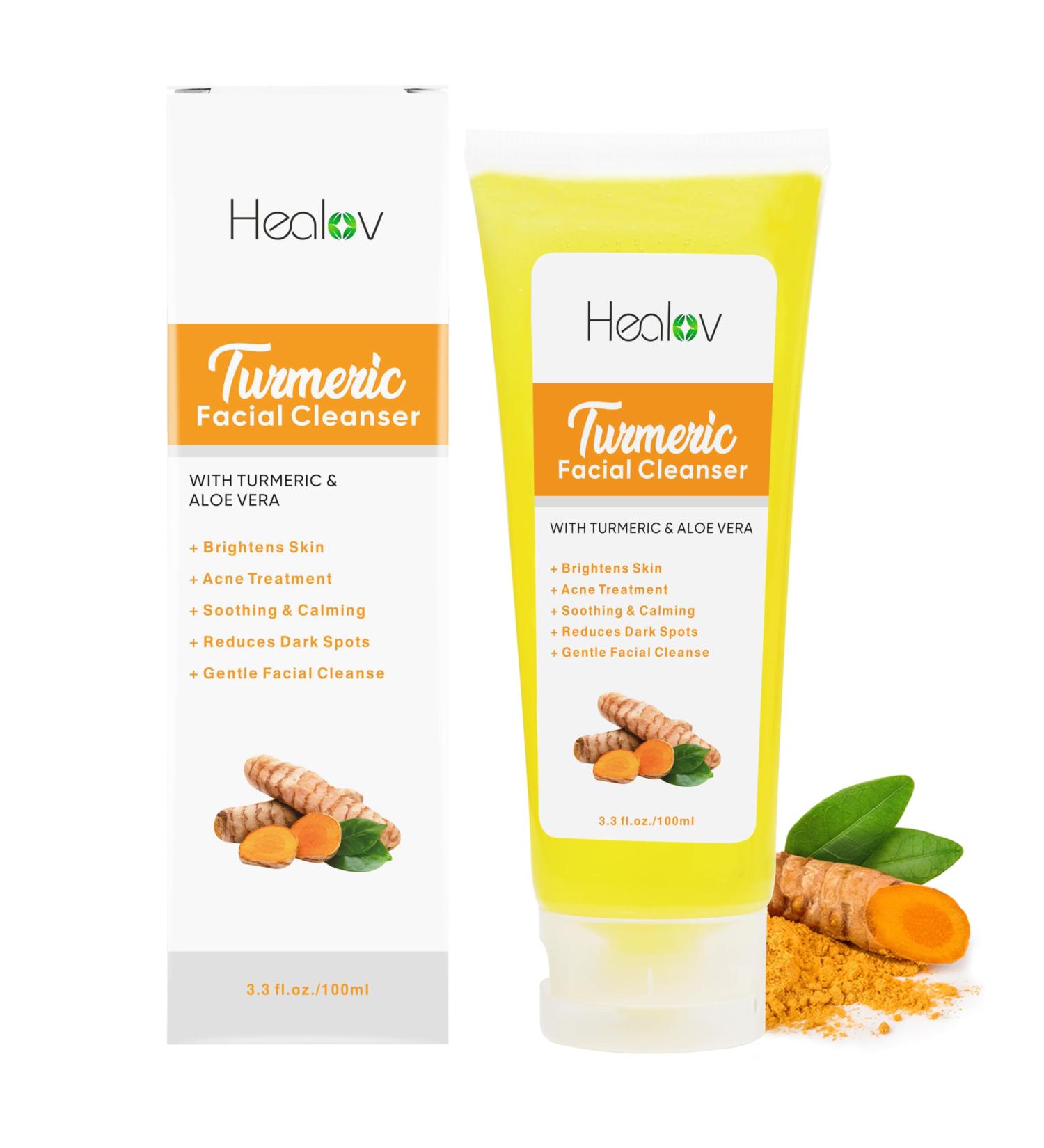Turmeric Face Wash | 100% Natural Anti-Aging Facial Cleanser for Clear Skin Spots & Sun Damage Exfoliating Turmeric Soap Detox Treatment - Buy Online on SooperMarket.com