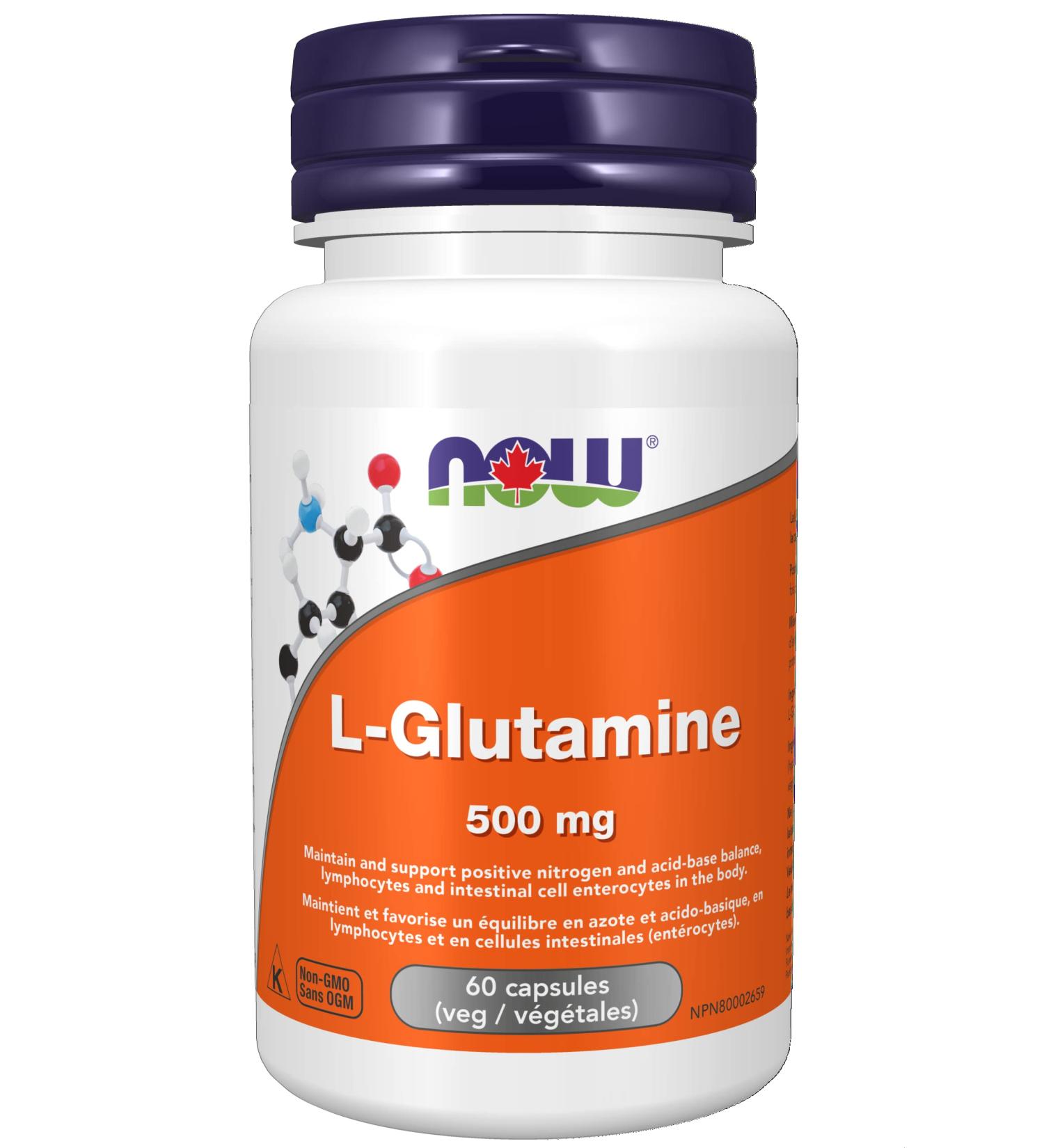 NOW Supplements L-Glutamine 500mg Capsules 60 Count Unflavored 60 count (Pack of 1) - Buy Online on SooperMarket.com