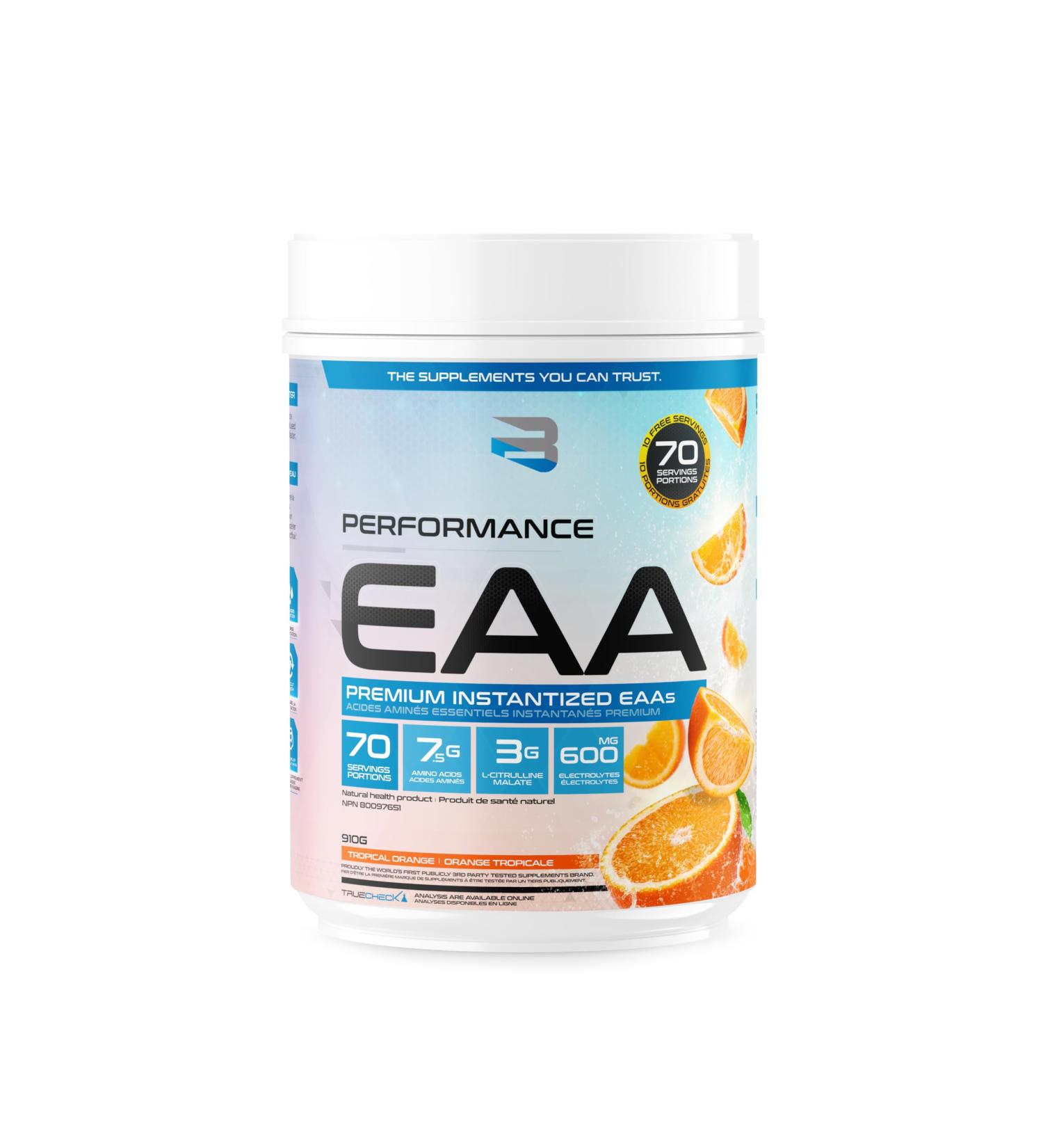 Believe Supplements Performance EAA - Essential Amino Acids Formula | Boost Muscle Recovery Performance & Hydration | Sugar-Free & Delicious Flavors Available! (70 servings Tropical Orange) Tropical Orange 70 servings - Buy Online on SooperMarket.com