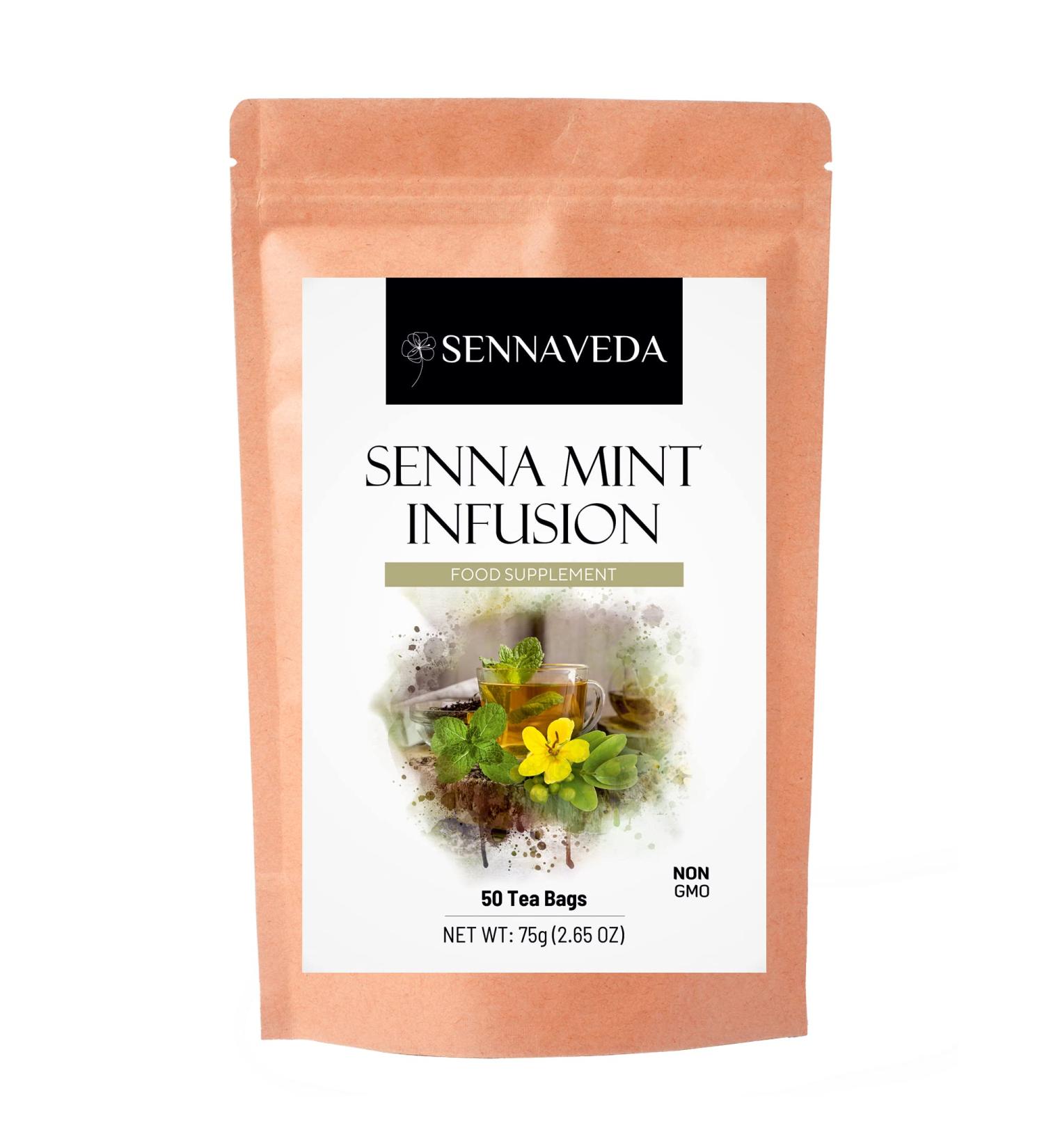 Sennaveda Senna Mint Infusion 50 Tea Bags| Made with Senna and Mint leaves | Herbal Tea | Digestive health | Detox tea | Detox cleanse | Laxatives | Senna tea for constipation 1 Count (Pack of 50) - Buy Online on SooperMarket.com