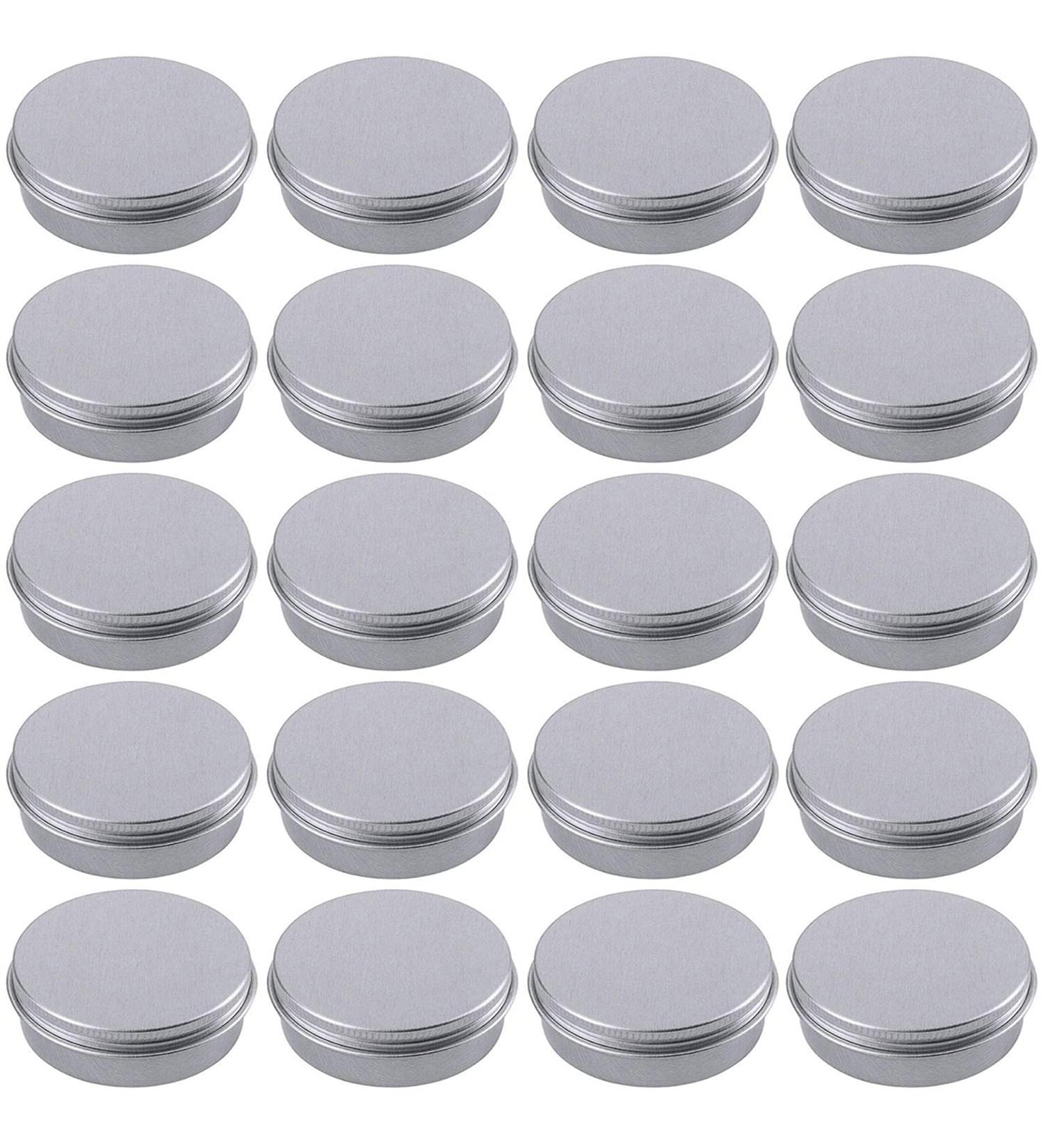 20 Pack 0.5oz Aluminum Tin Jars - Refillable Round Containers for Lip Balm, Cream - 15ml Screw Lid Bottles - Buy Online on SooperMarket.com