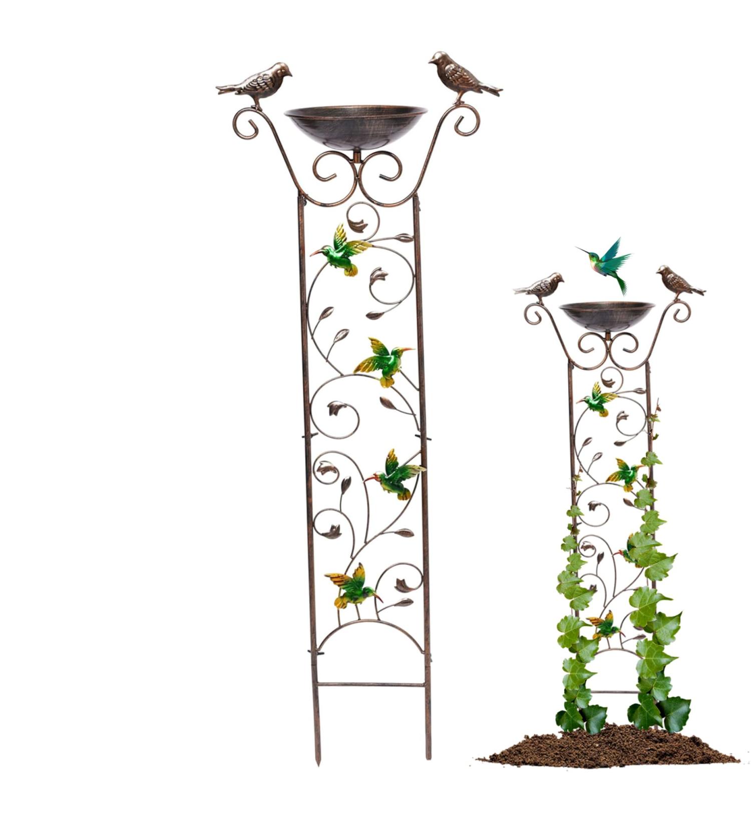 2-in-1 Metal Bird Water Dispenser & Feeder - Retro Garden Decor for Outdoors - Buy Online on SooperMarket.com