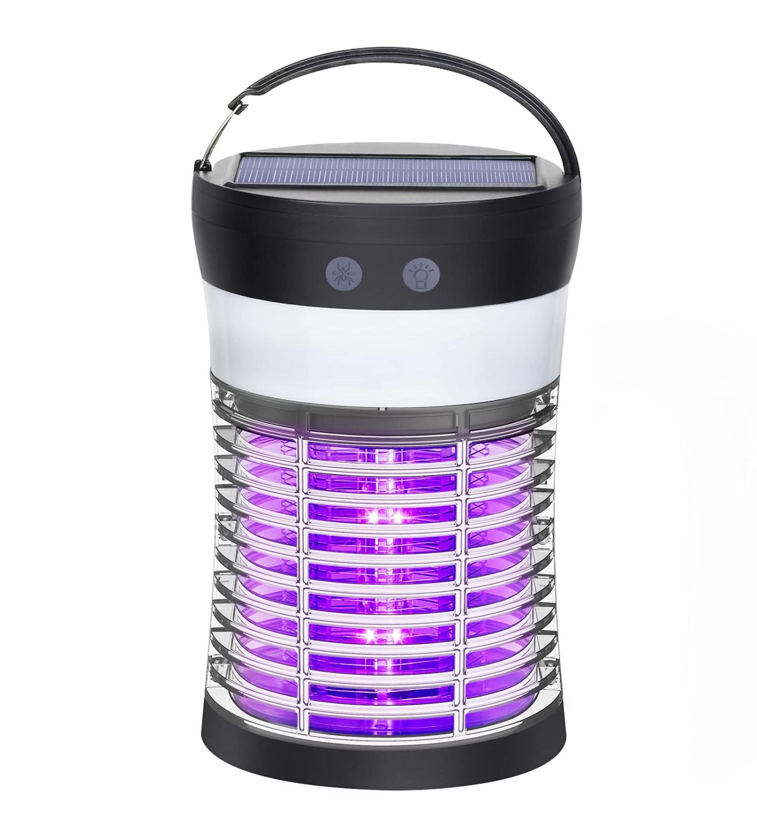 3000V Electric Solar Bug Zapper | Indoor Outdoor Mosquito Killer | Waterproof Pest Control Rechargeable Fly Trap for Home Kitchen Patio Camping - Buy Online on SooperMarket.com
