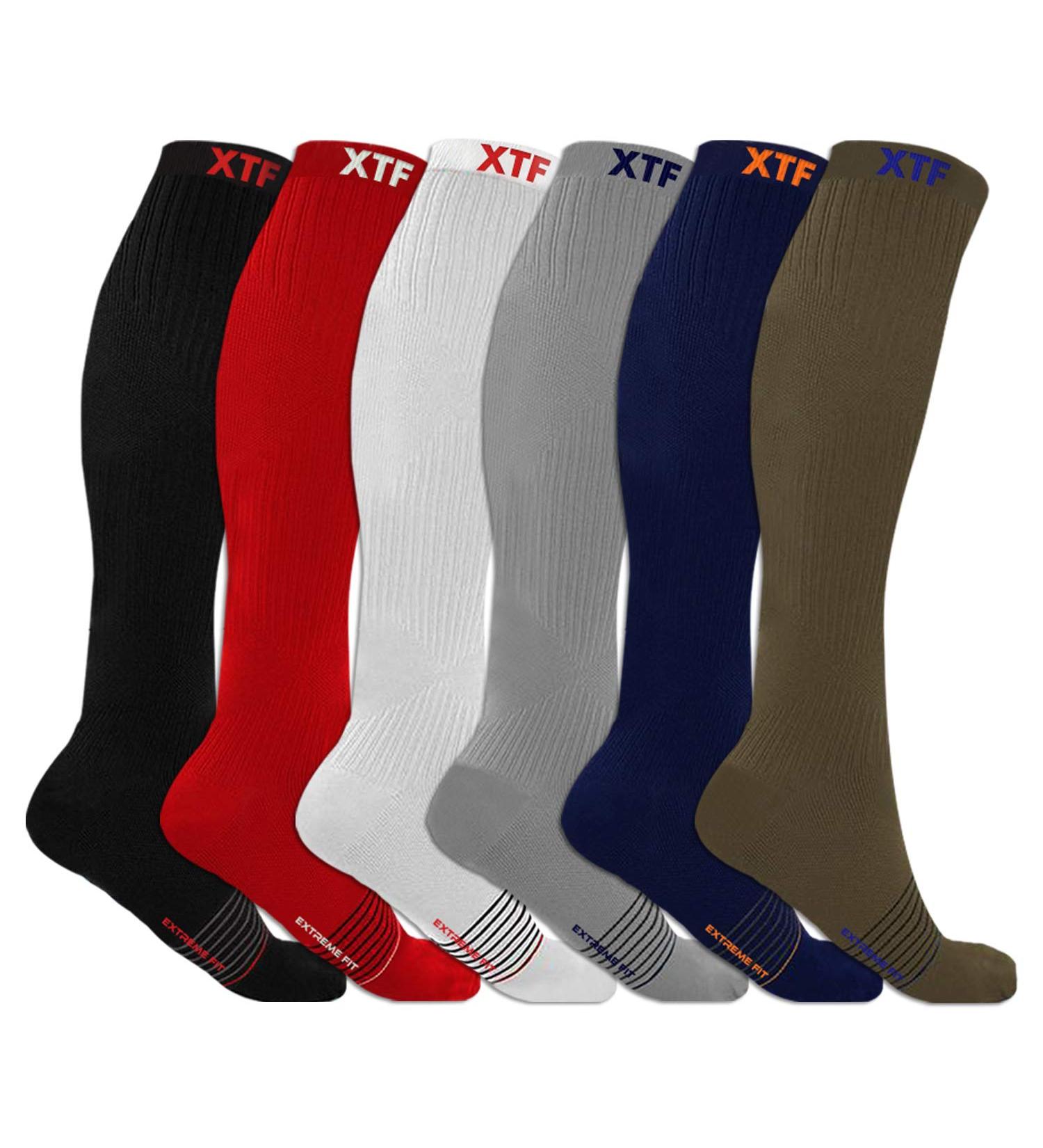 Extreme Fit Sport Compression Socks for Men and Women - Knee High, 6 Pair Large-X-Large Mix - Running, Athletics, Pregnancy, Travel - Buy Online on SooperMarket.com