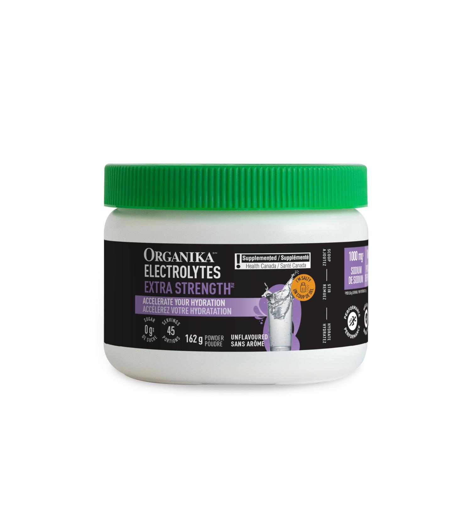 Organika Electrolytes Extra-Strength Powder- Unflavoured- High in Sodium for Sports Recovery - Sugar-Free + Calorie-Free + Stevia-Free Hydration and Electrolyte Replenishment - 162g - 45 servings Unflavored 162 g (Pack of 1) - Buy Online on SooperMarket.com
