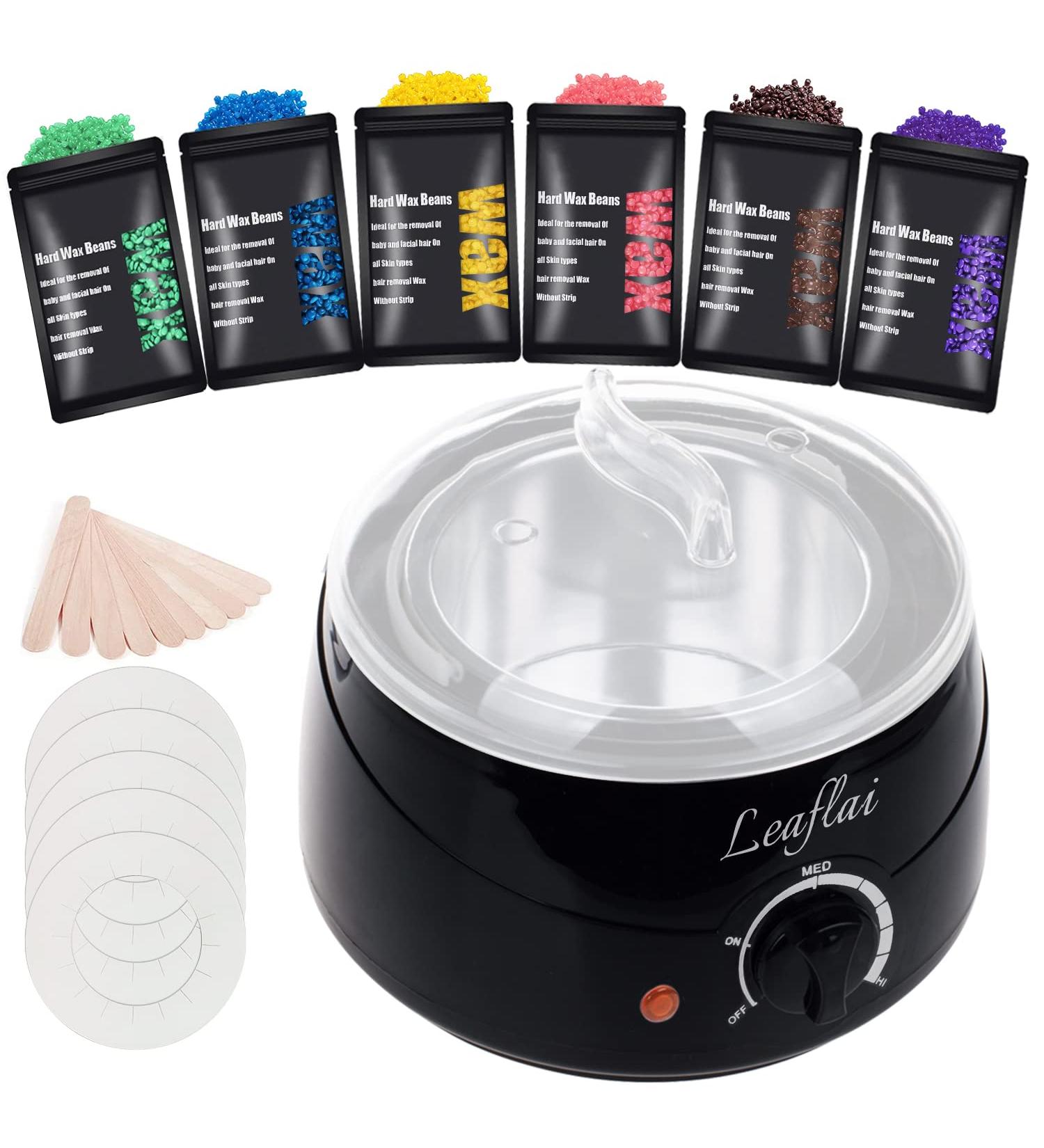 Waxing Kit for Hair Removal - Wax Warmer with 4 Hard Wax Beans, 10 Applicators Sticks, Bikini & Armpit Area, Full Body - Men/Women - Buy Online on SooperMarket.com