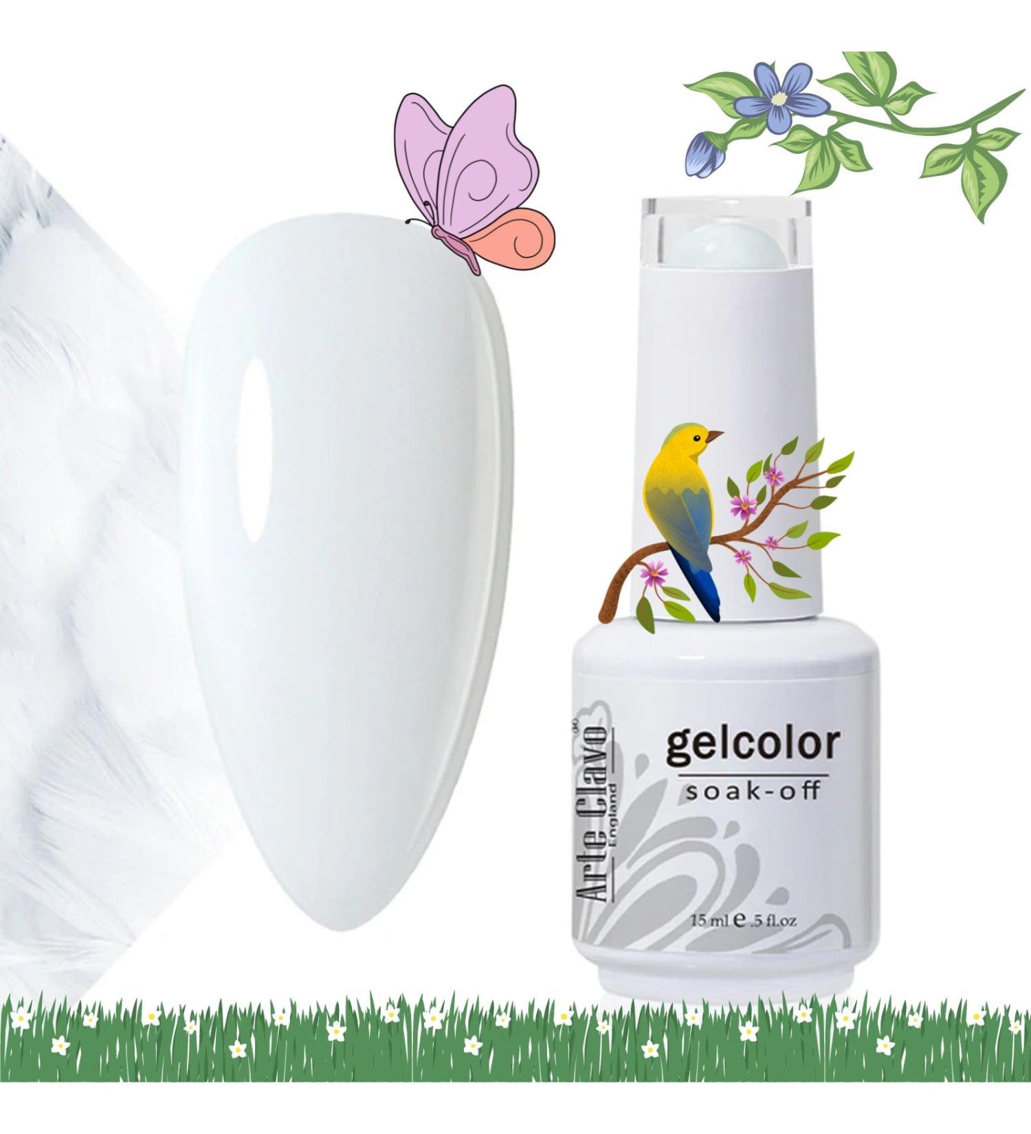 Arte Clavo Milky Pure White Gel Nail Polish - 15ml Soak Off LED Long-Wear Nail Gel for DIY Home Manicure | 1 Pcs Mirror Shine Essential Polish - Buy Online on SooperMarket.com