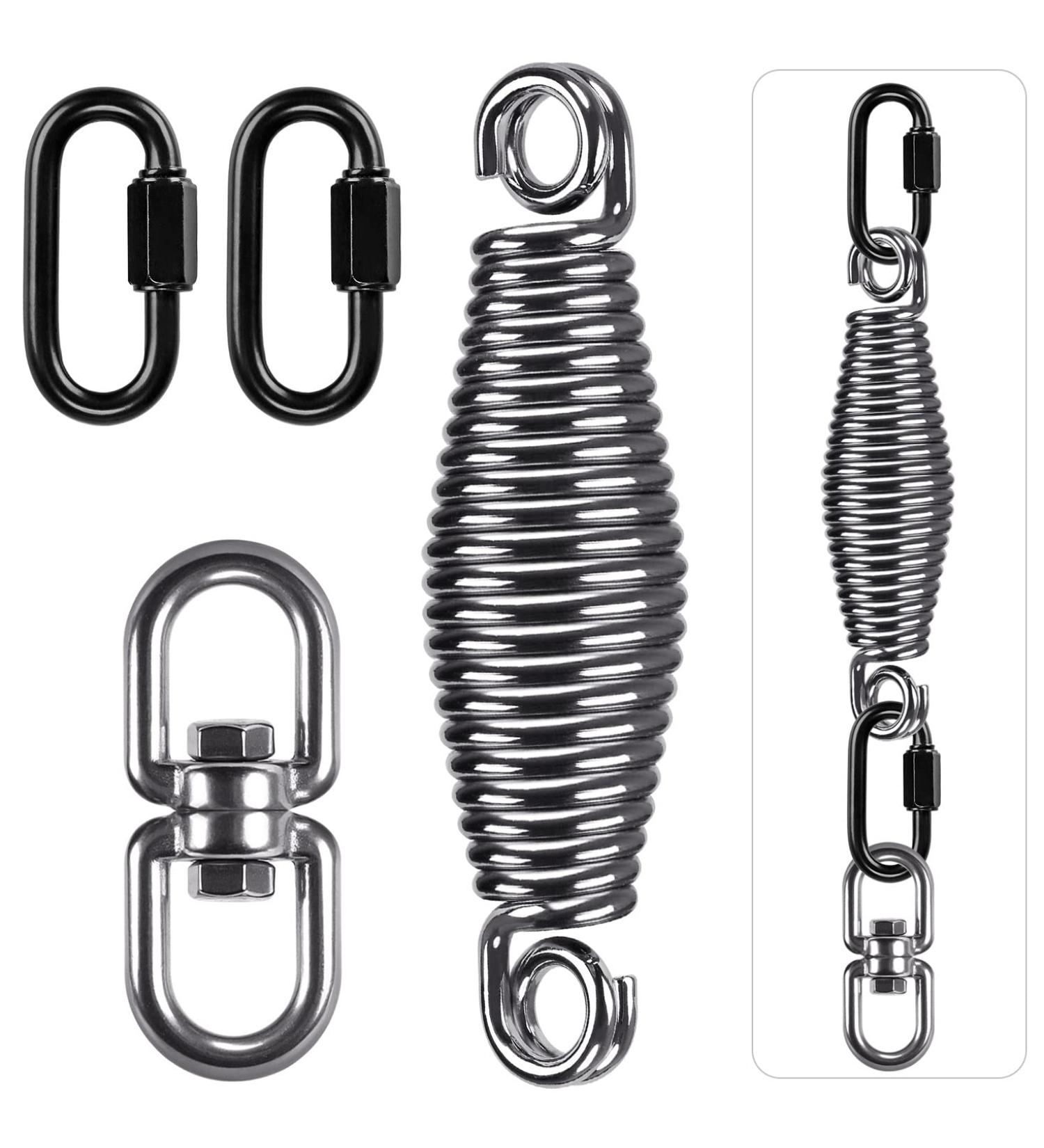 SELEWARE Heavy Boxing Punching Bag Spring Hanging Kit  300LB Capacity Heavy Duty Spring with Swivel & 2 Carabiners  360 Rotational Hanging Accessory for Heavy Boxing Punching Bag With Swivel - B - Buy Online on SooperMarket.com