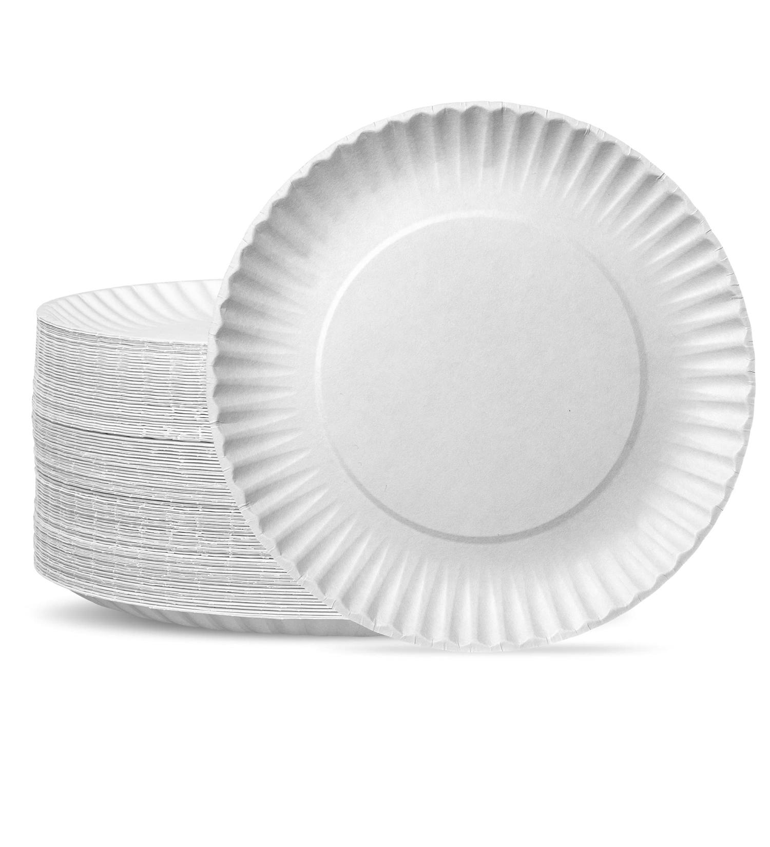 300 Pack 9 Inch Disposable White Paper Plates - Uncoated, Large 300 Count - Buy Online on SooperMarket.com