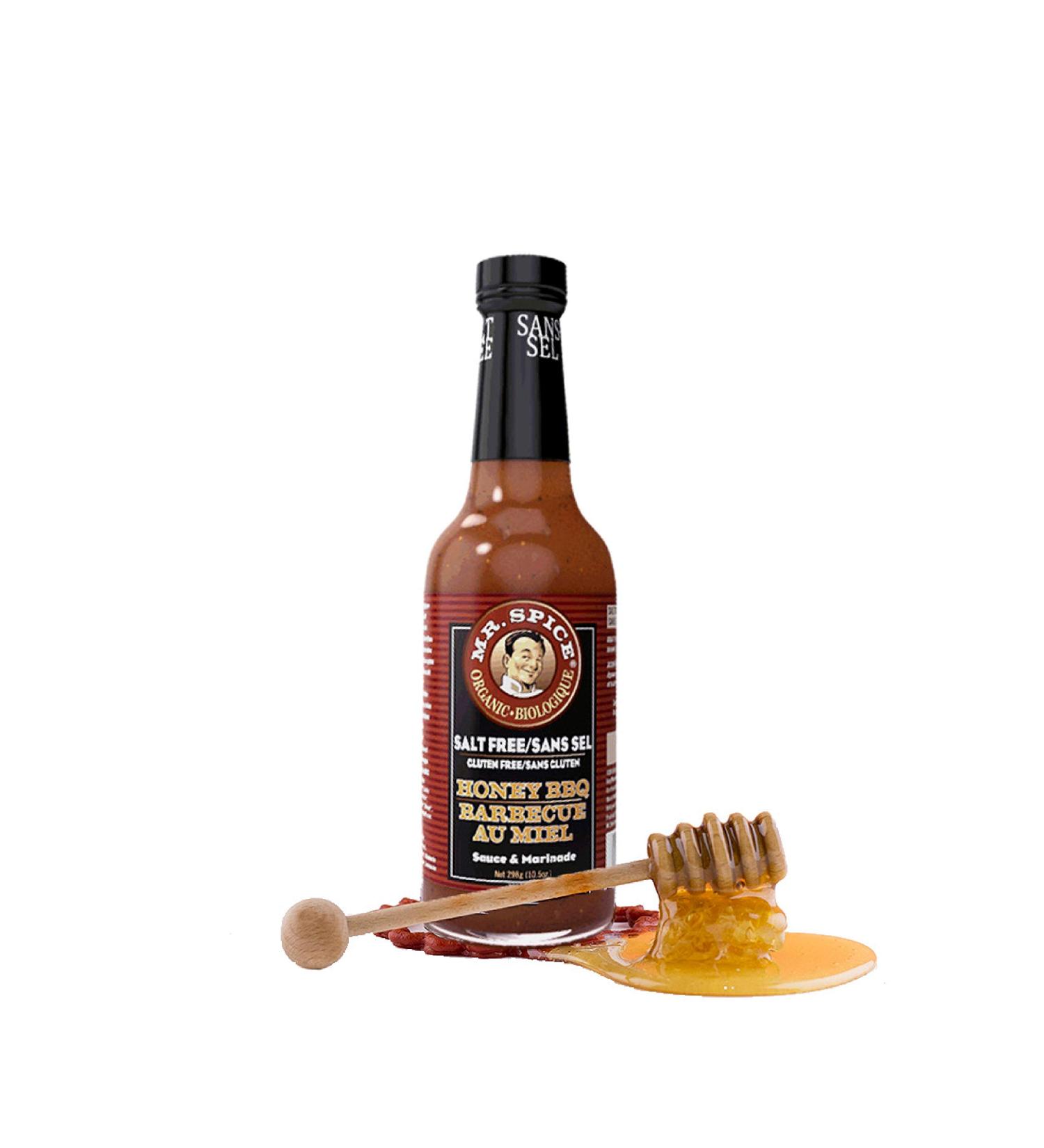 Mr. Spice Organic Honey BBQ Sauce - Salt-Free, Fat-Free, Gluten-Free, Vegetarian - Low Calorie Barbecue Marinade - Buy Online on SooperMarket.com