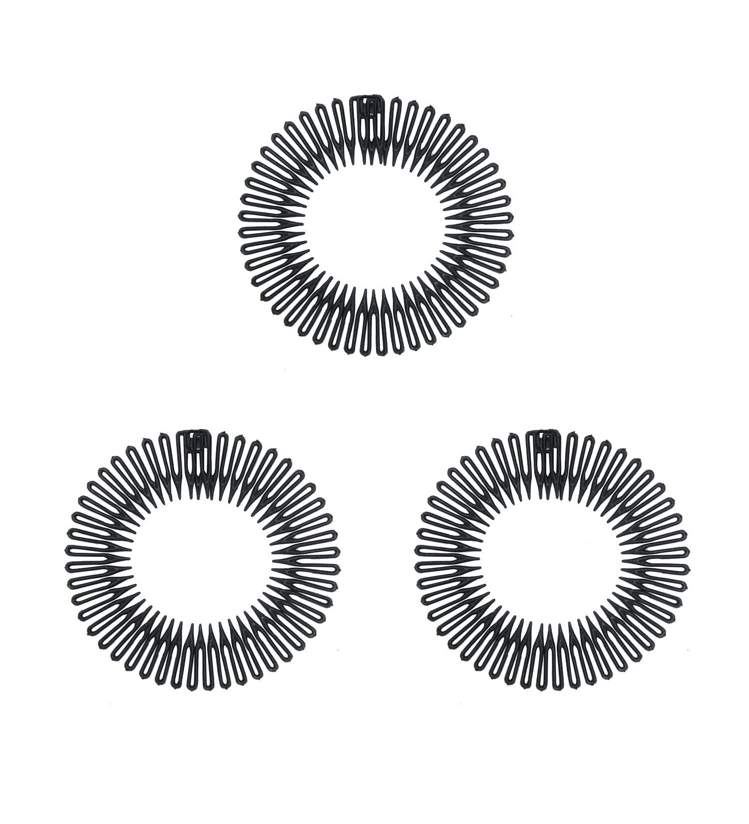 Pinksee 3pcs Stretch Flexible Hair Combs Headband for Women - Black - Buy Online on SooperMarket.com