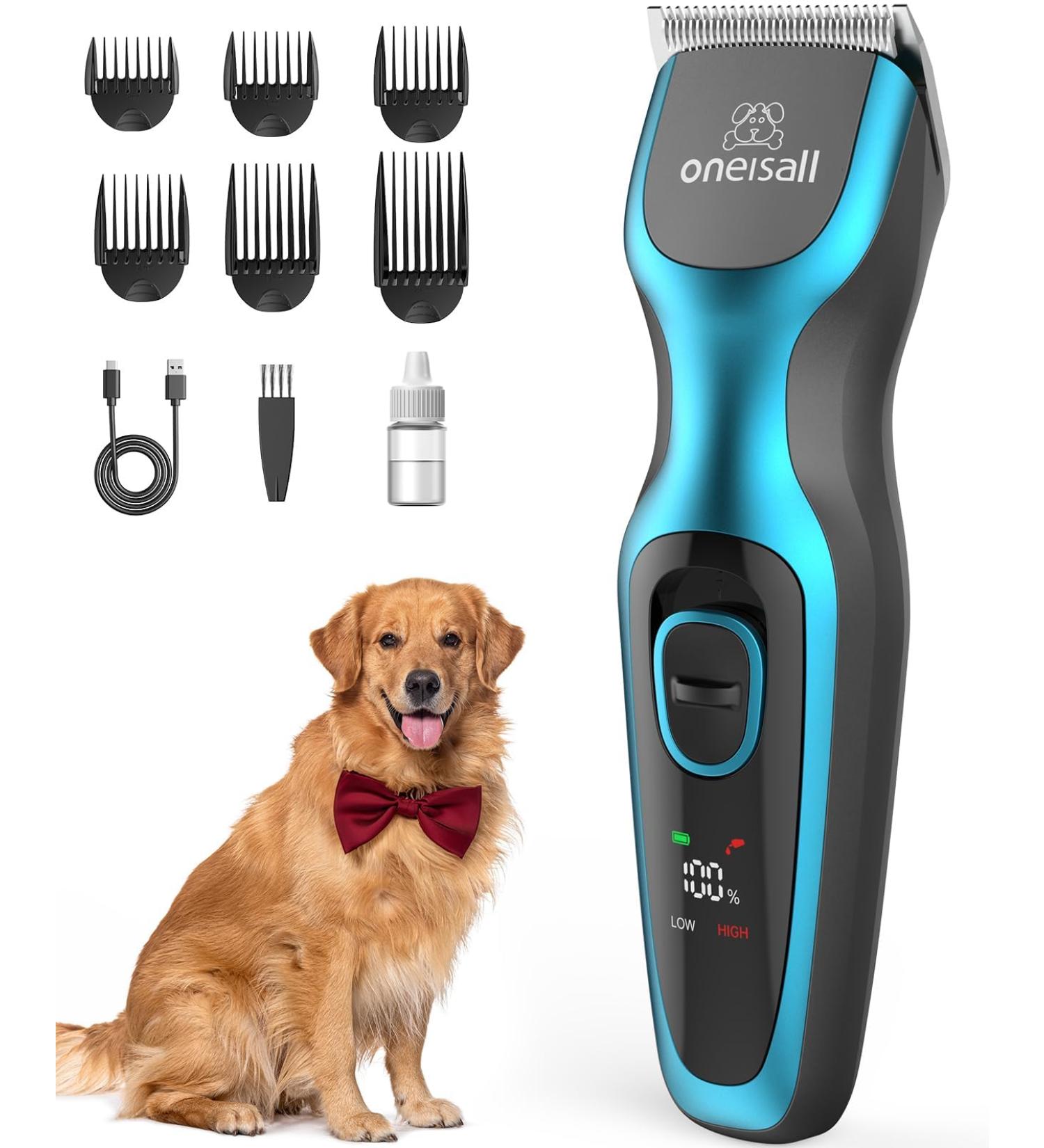 oneisall Professional Dog Clippers for Thick Hair - Heavy-Duty Cordless Grooming Clippers with Metal Blade for Cockapoo - Blue - Buy Online on SooperMarket.com