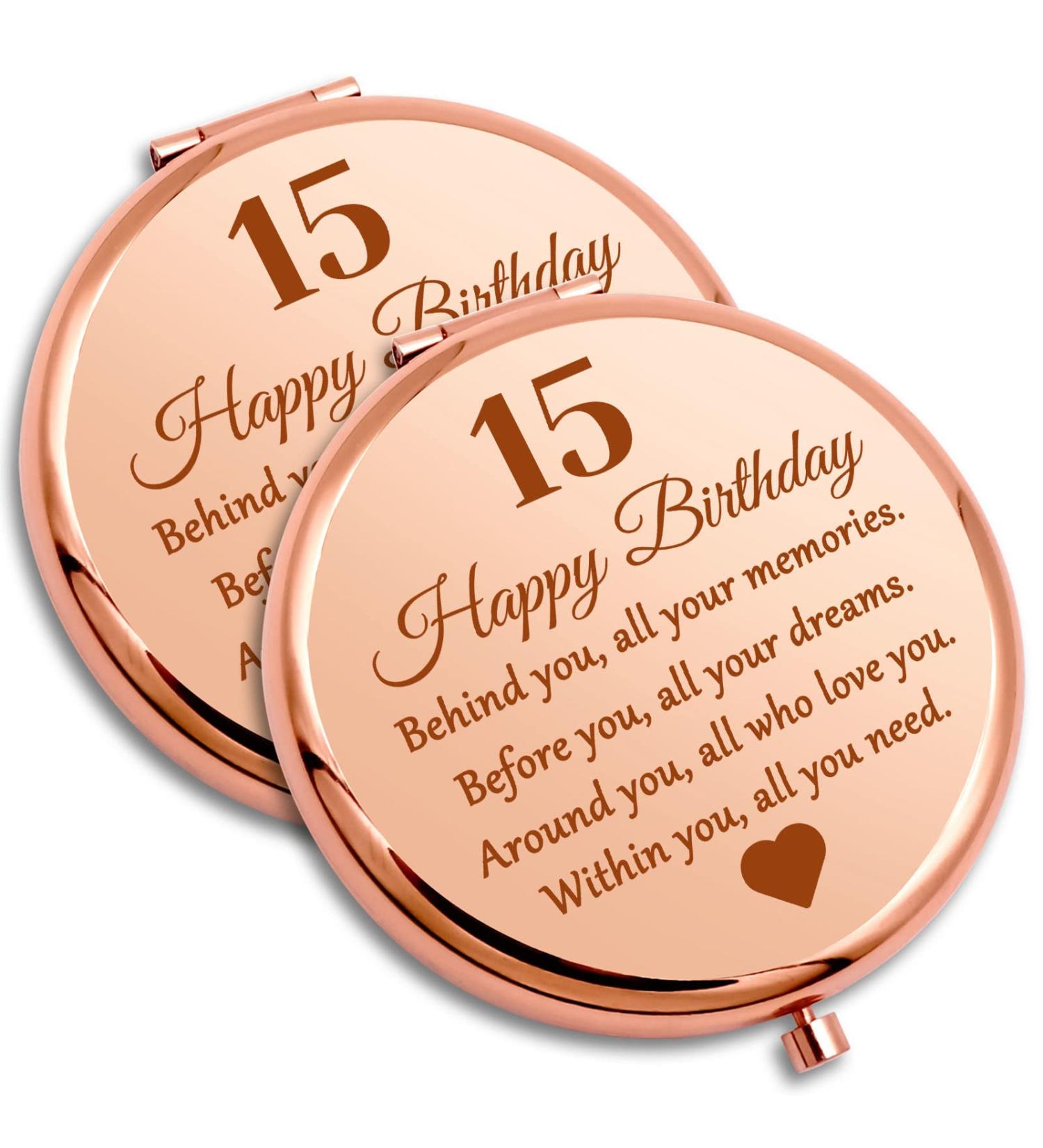 2 Pack Compact Mirror Set - 15th Birthday Gifts for Girls - Inspirational Makeup Mirror for Daughter, Sister, Niece, Cousin, BFF - Buy Online on SooperMarket.com