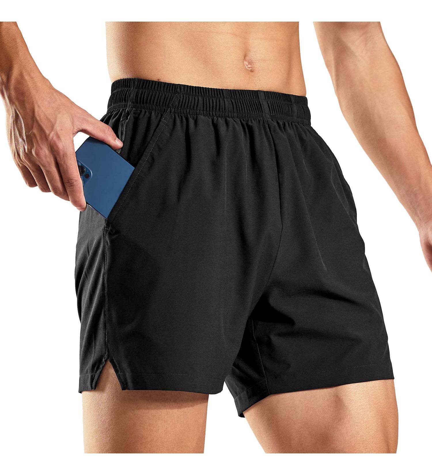 Haimont Men's 5 Inch Dry Fit Running Shorts with Pockets - Water Resistant & Lightweight | Gym Workout Exercise Shorts - Black (Small) - Buy Online on SooperMarket.com