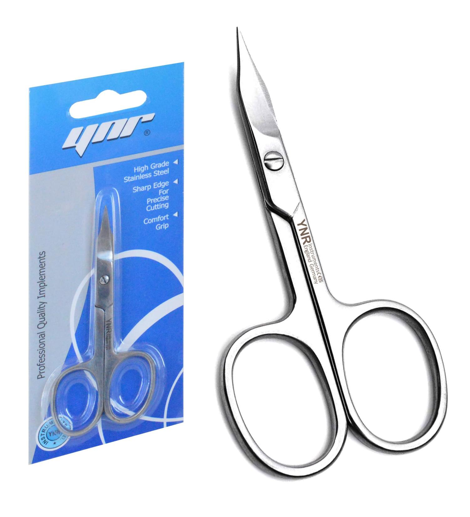 YNR Curved Blade Stainless Steel Cuticle Scissors for Manicure Pedicure - Professional Beauty Grooming Tool for Thick Toenails, Eyebrows, Nose Hair - Men and Women - Buy Online on SooperMarket.com