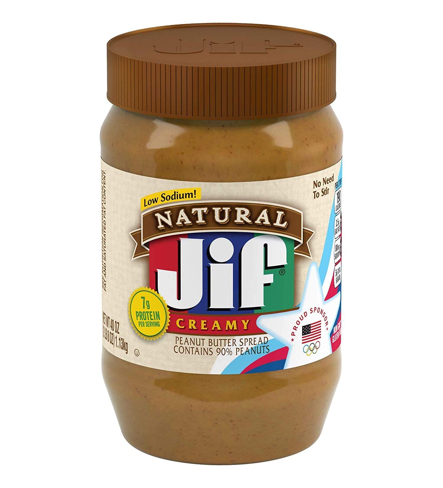 Jif Natural Creamy Peanut Butter Spread 40-Ounce (Pack of 2)